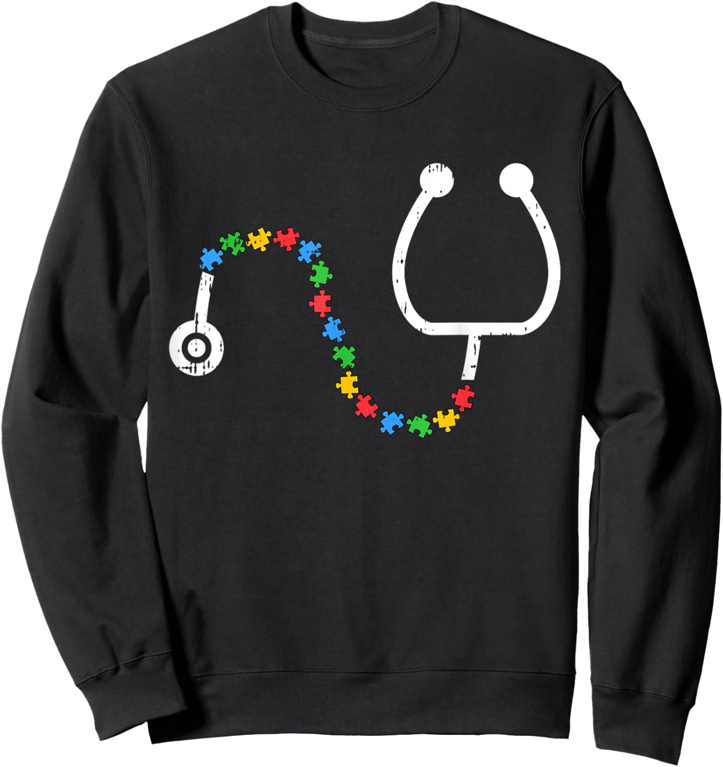 Stethoscope Autism Awareness Medical RN Nurse Doctor Gifts Sweatshirt - Sweatshirt | Black