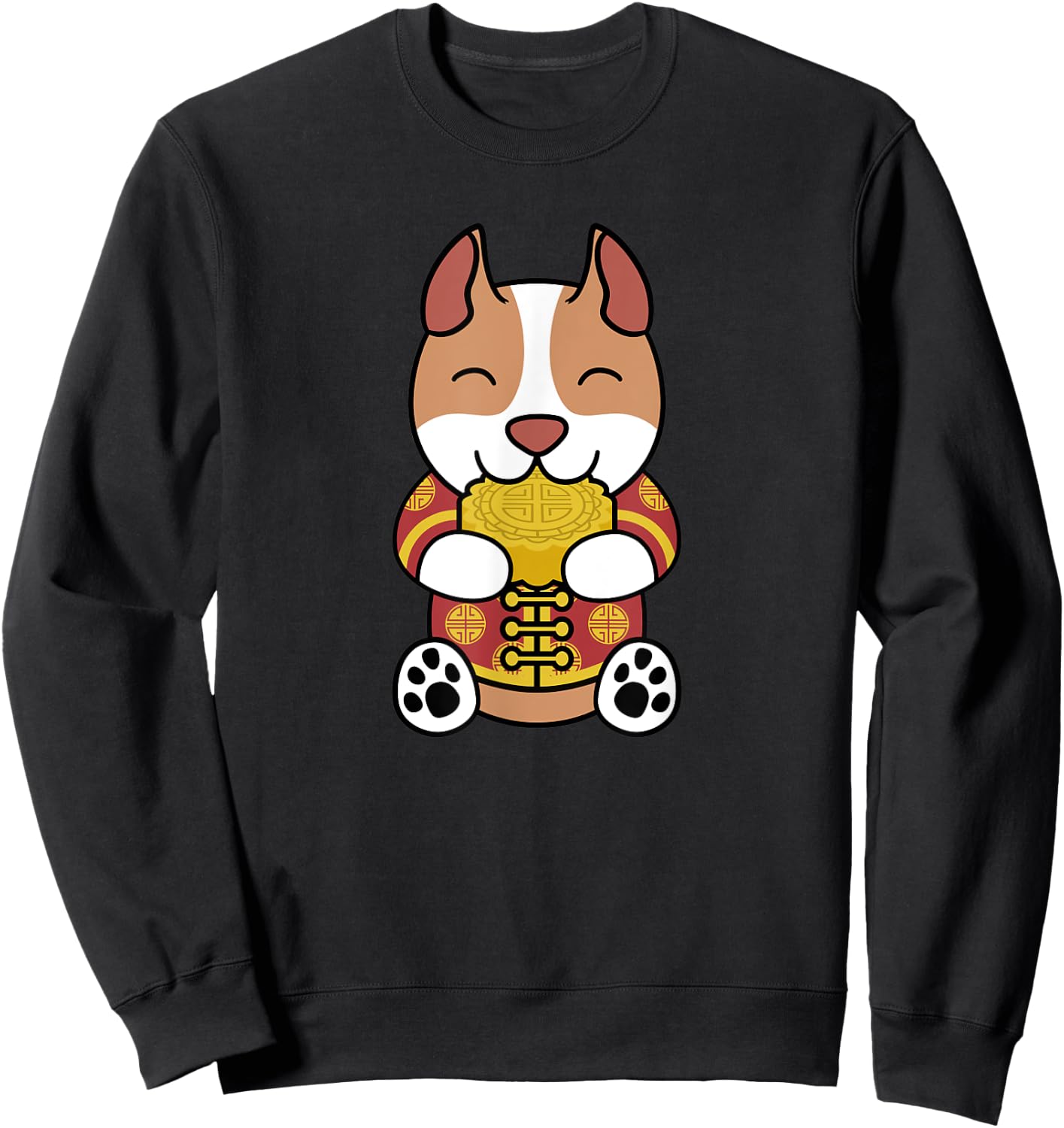 Chinese Costume Mooncake Pit Bull Dog Sweatshirt - Sweatshirt | Black