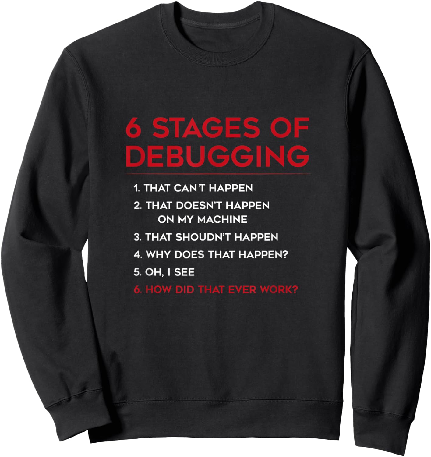 Coding 6 Stages of Debugging Bug Computer Programmer Sweatshirt - Sweatshirt | Black