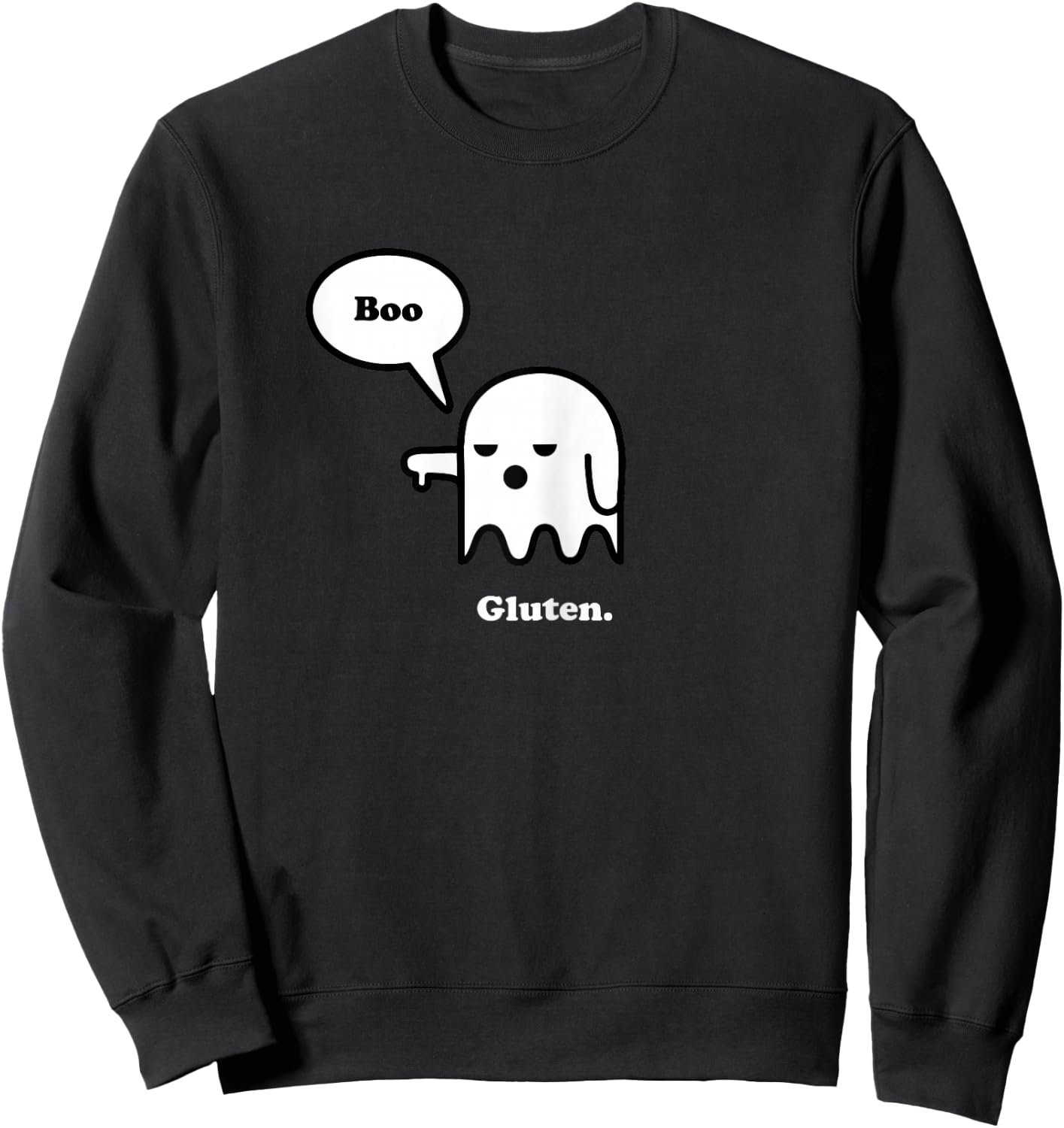 Funny Gluten Free Shirts, Halloween Ghost Boo, I Hate Gluten Sweatshirt - Sweatshirt | Black