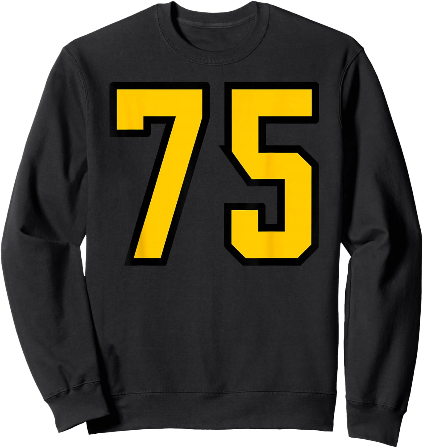 Yellow Black Sports Team Number #75 Sweatshirt - Sweatshirt | Black