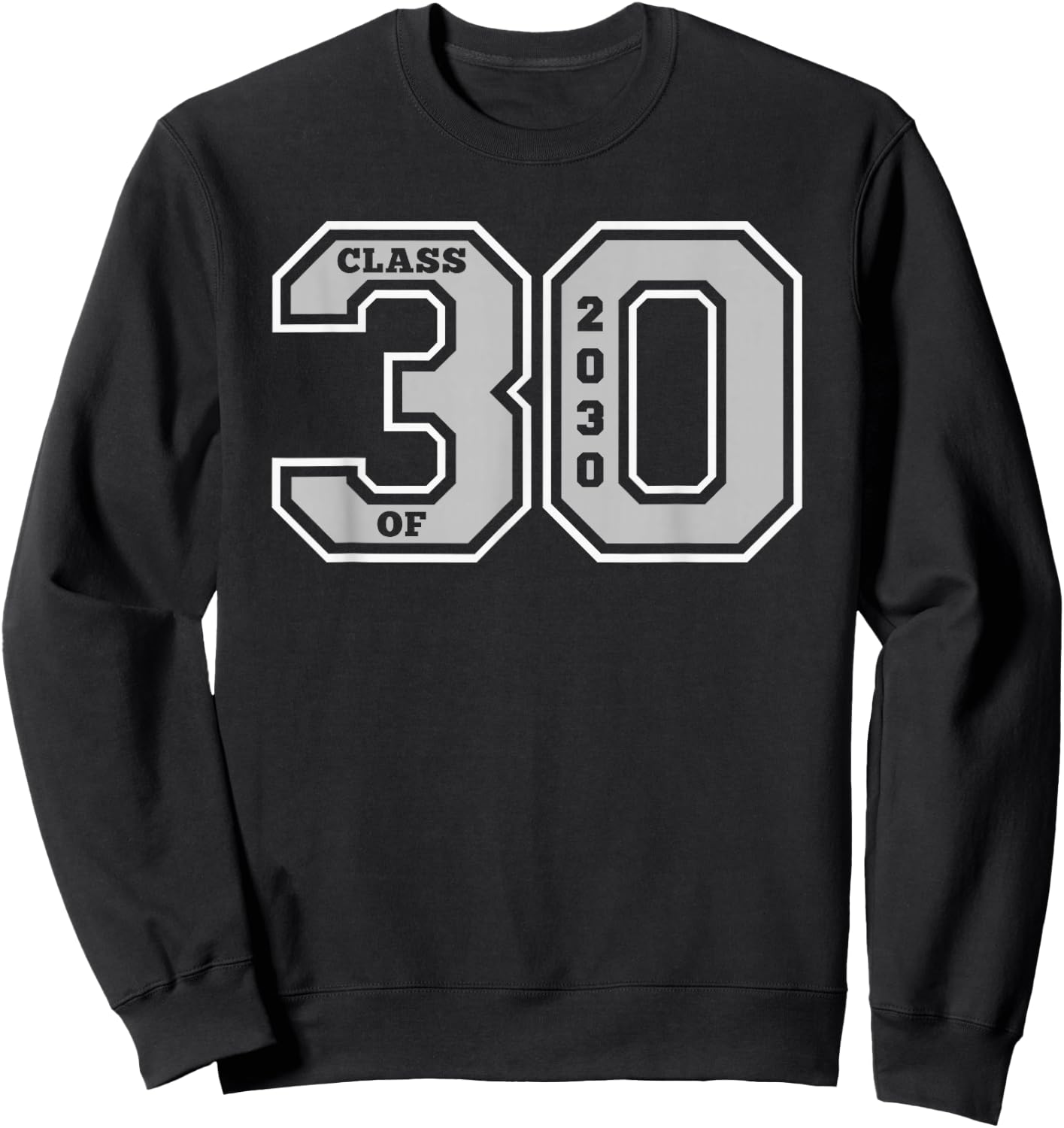 Class of 2030 - Jersey Style Class of 30 Graduate Gift Sweatshirt - Sweatshirt | Black