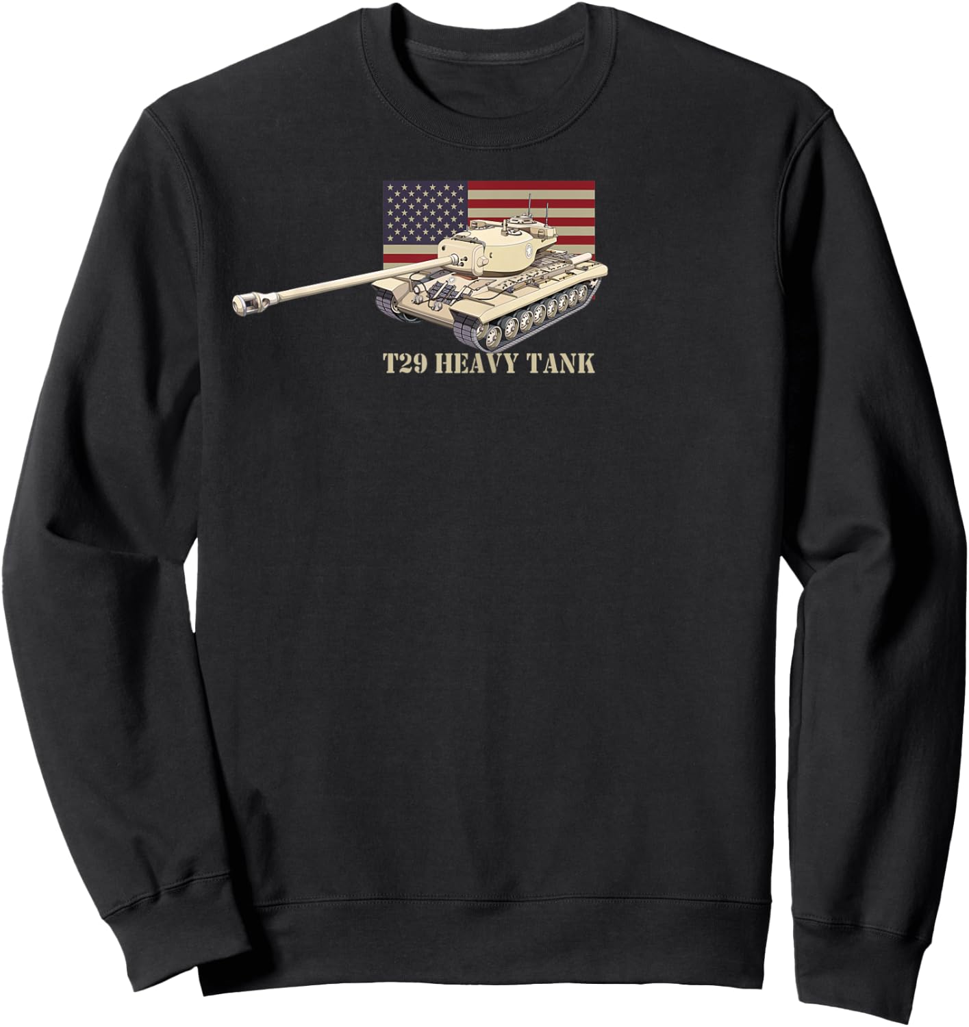 T29 Heavy Tank Diagram American Flag Women Kids Men Sweatshirt - Sweatshirt | Black