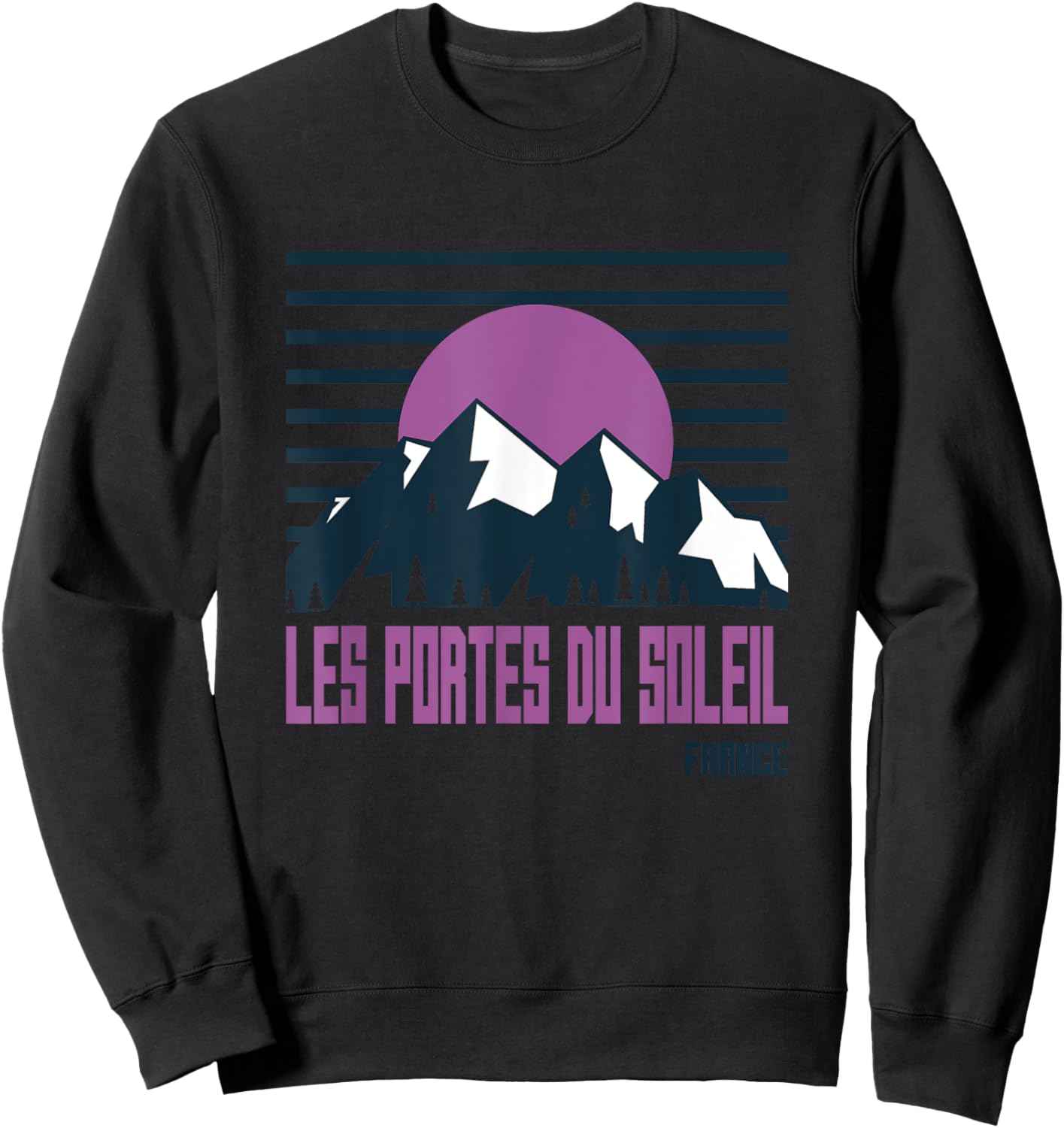 Les Portes Du Soleil Vintage Mountains Hiking France Retro Sweatshirt - Sweatshirt | Black