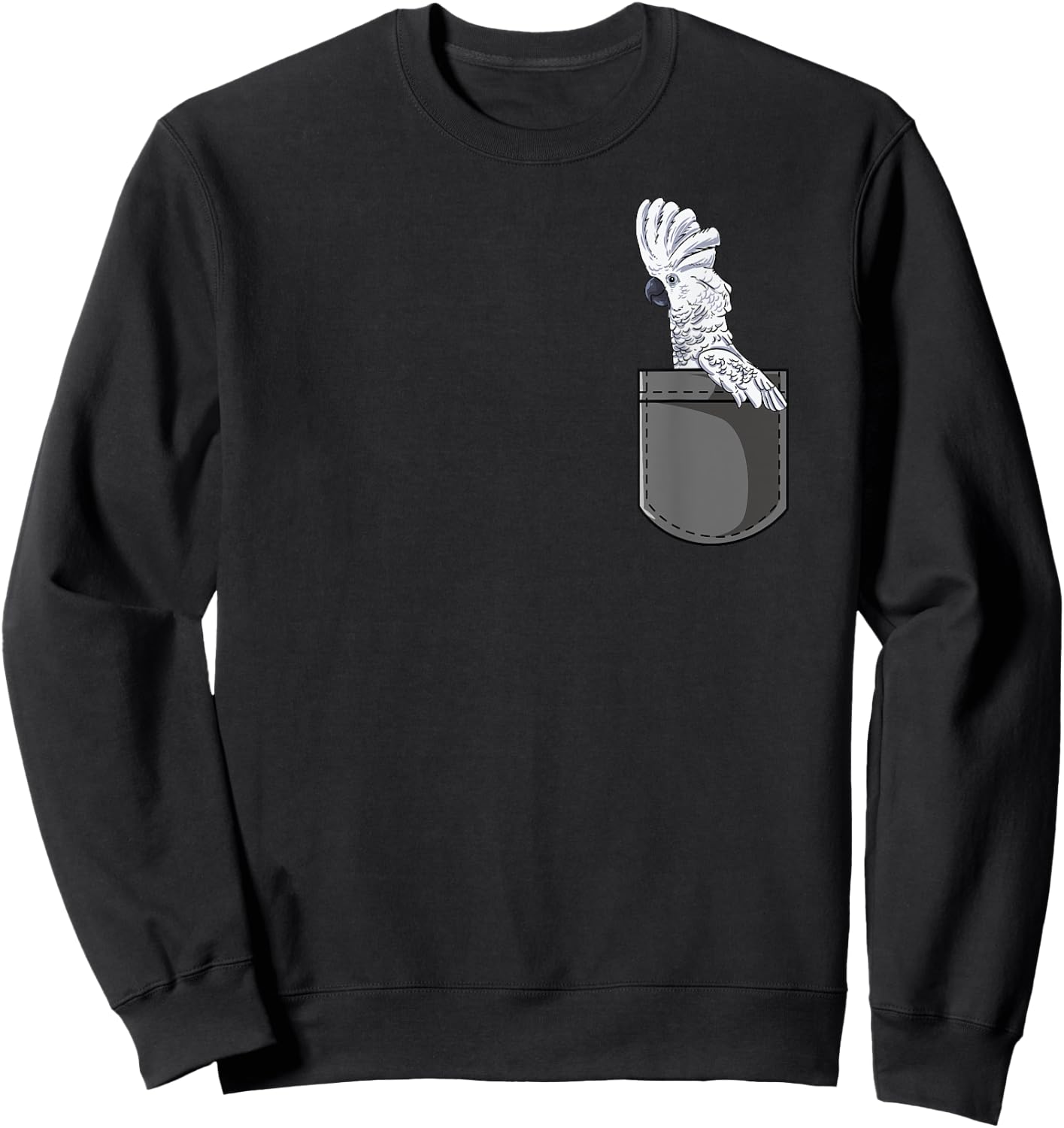 Funz Feather Co. Cockatoo Gift - Black Short Sleeve Classic Fit Cotton Polyester - Small - Modern Bird Themed - Women's, Girls' - Vacation, Birthday - Adults, Women Sweatshirt - Sweatshirt | Black