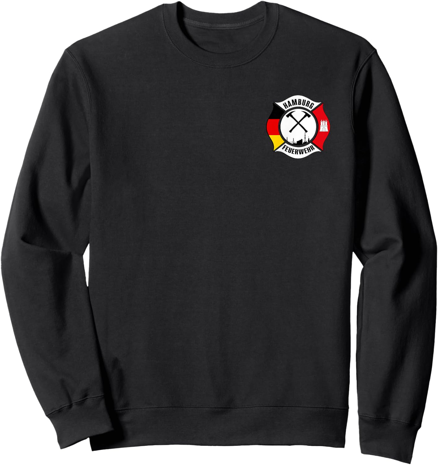 Hamburg Germany Fire Rescue Department Fireman Uniform Flag Sweatshirt - Sweatshirt | Black