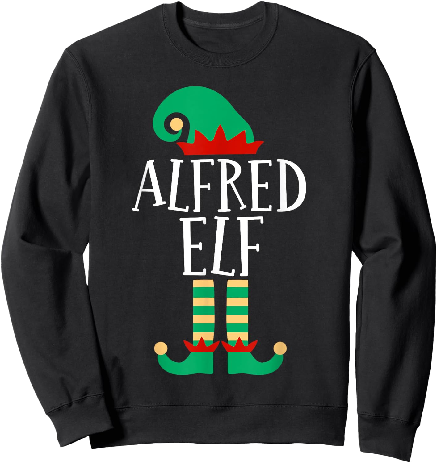The Alfred Elf Funny Family Matching Christmas Pajamas Sweatshirt - Sweatshirt | Black