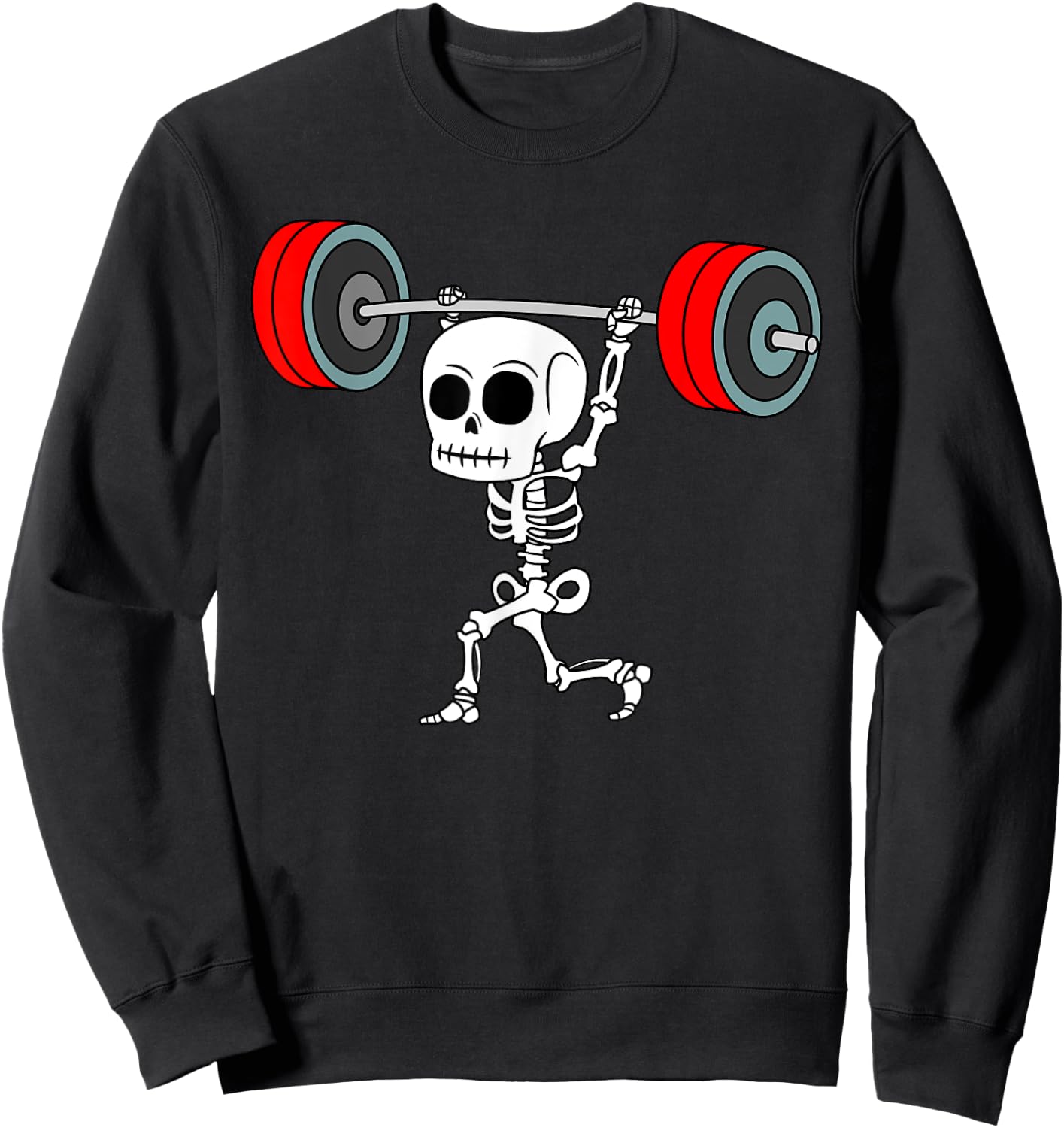 Weightlifting Skeleton Halloween Fitness Gym Workout Costume Sweatshirt - Sweatshirt | Black