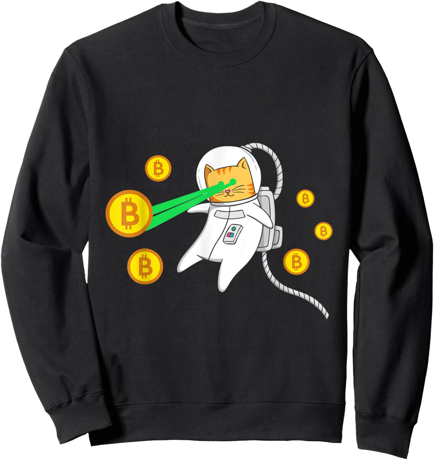 Space Astronaut Cat Bitcoin Laser Eyes Cryptocurrency BTC Women Sweatshirt - Sweatshirt | Black