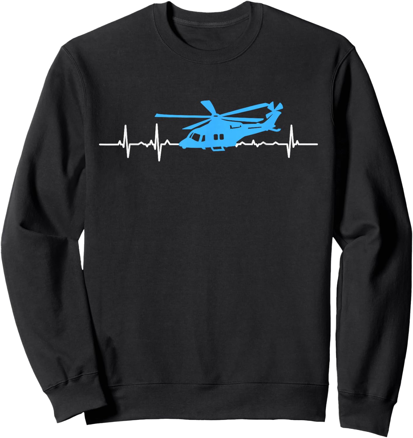 Helicopter Heartbeat Funny EKG Pilots and Aviation Gift Men Sweatshirt - Sweatshirt | Black