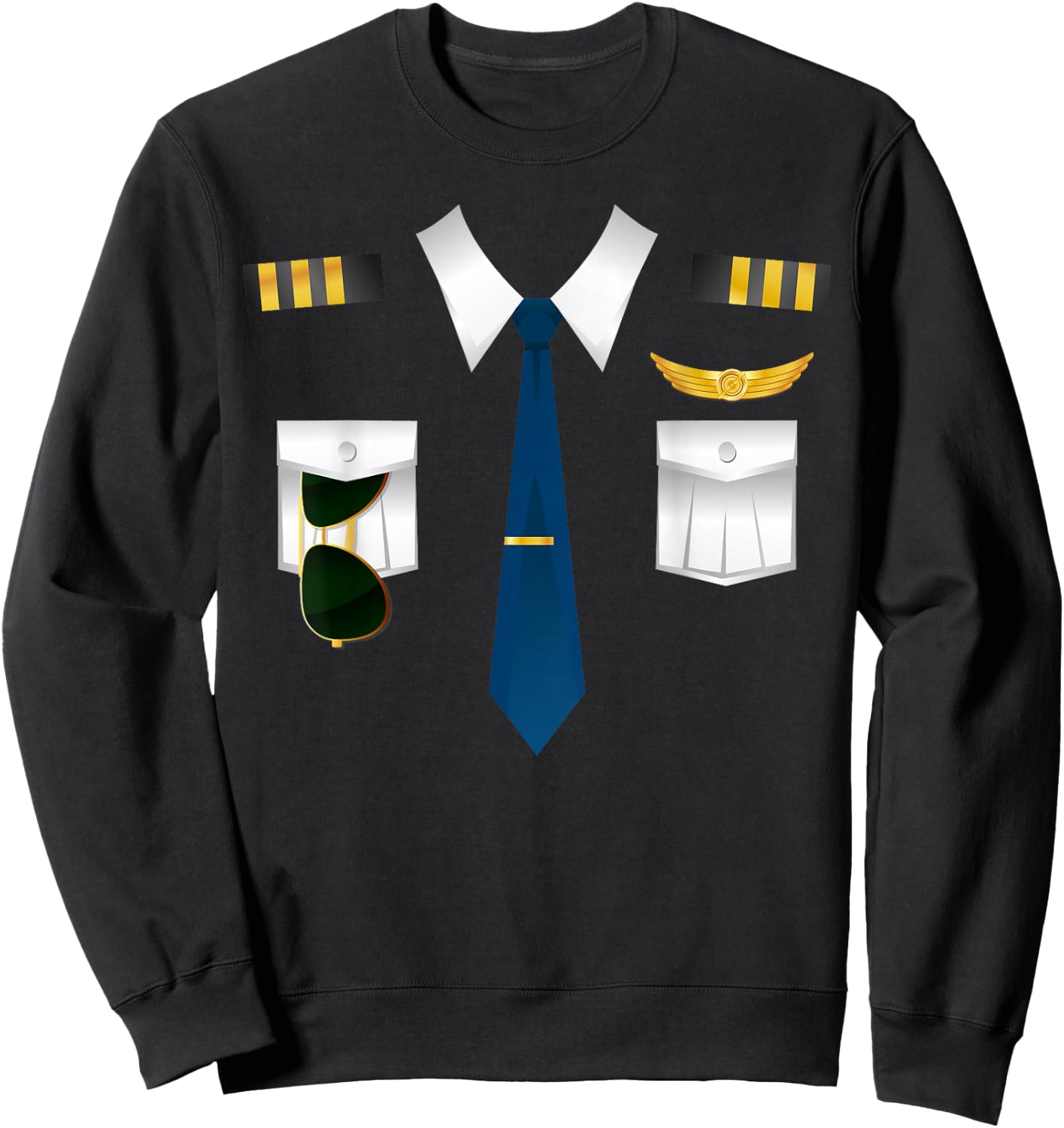 Pilot Uniform Costume Airplane Aviation Flying Airline Gift Sweatshirt - Sweatshirt | Black