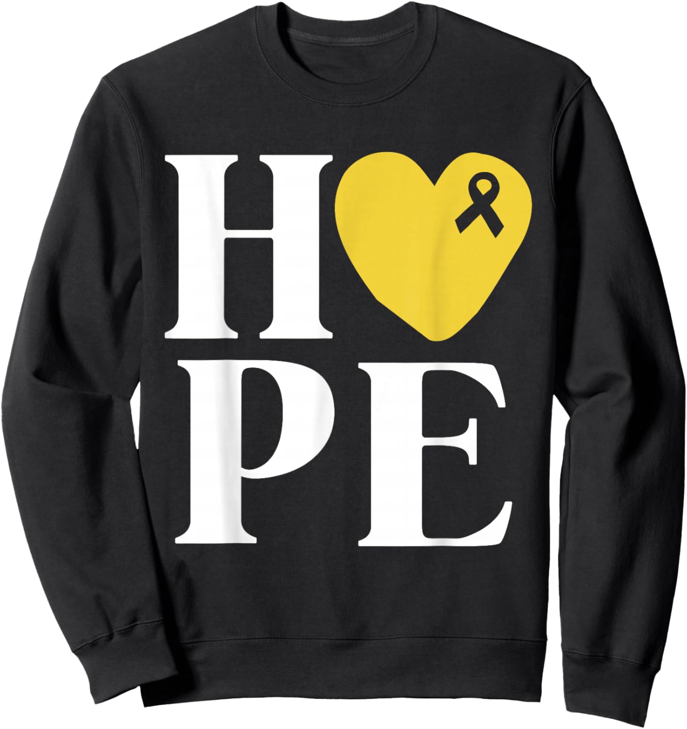 Childhood Cancer Fighter Shirts Hope Gold Ribbon Awareness Sweatshirt - Sweatshirt | Black