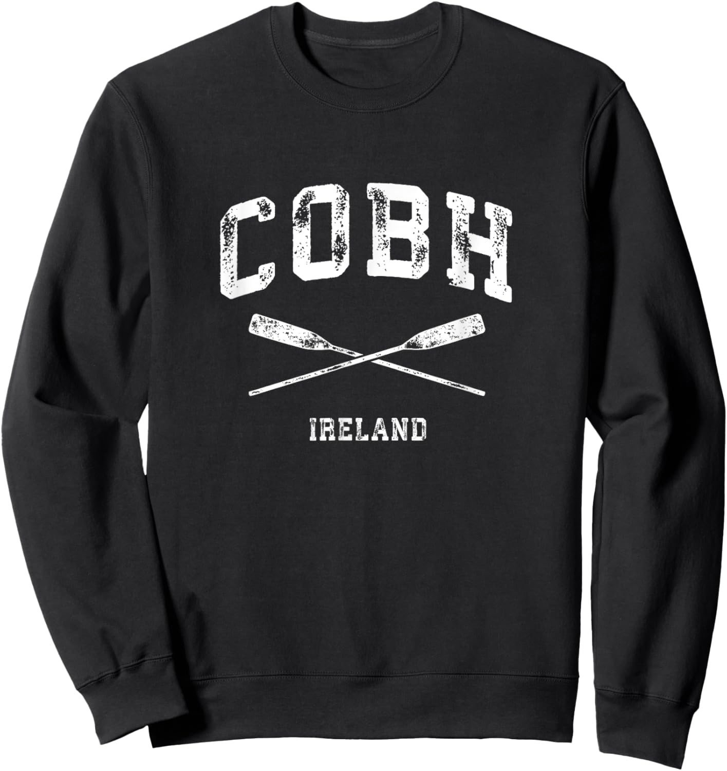 Cobh Ireland Vintage Nautical Crossed Oars Sweatshirt - Sweatshirt | Black