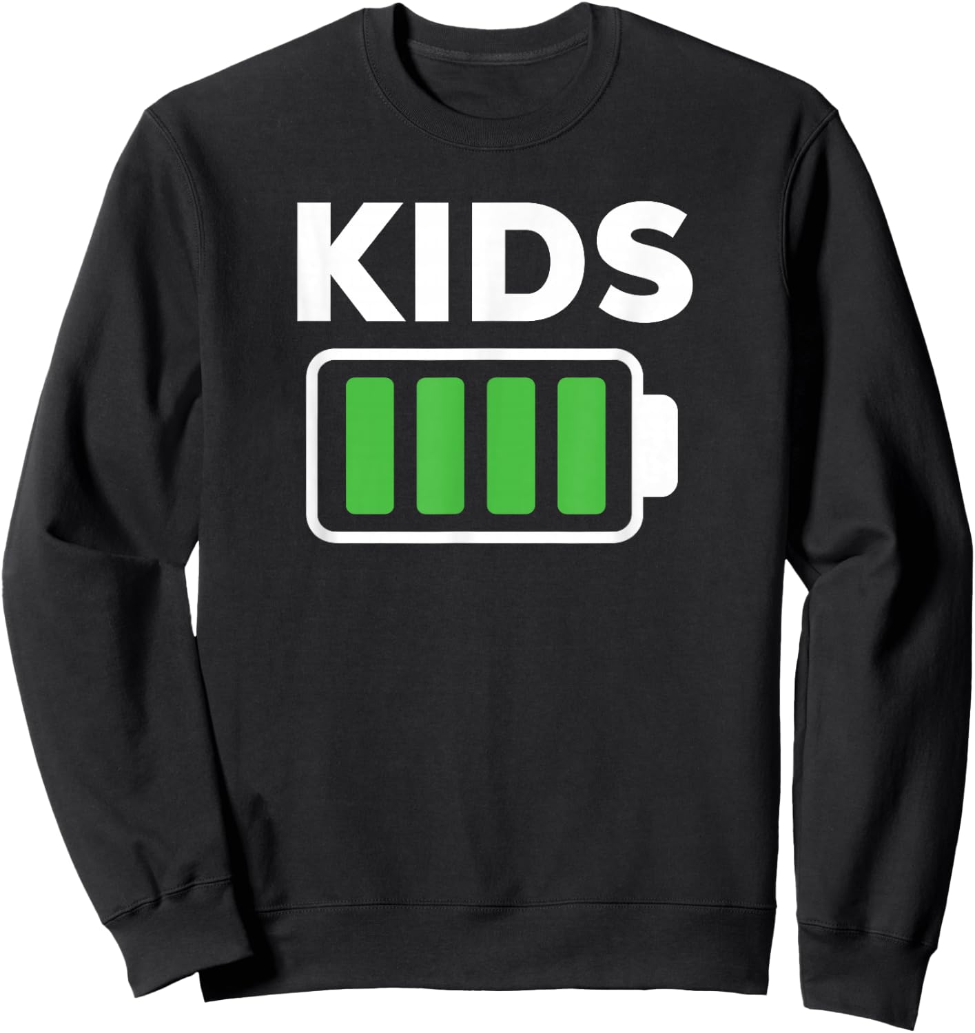 Kids Full Battery Shirt for Boys Girls Sarcastic Matching Sweatshirt - Sweatshirt | Black