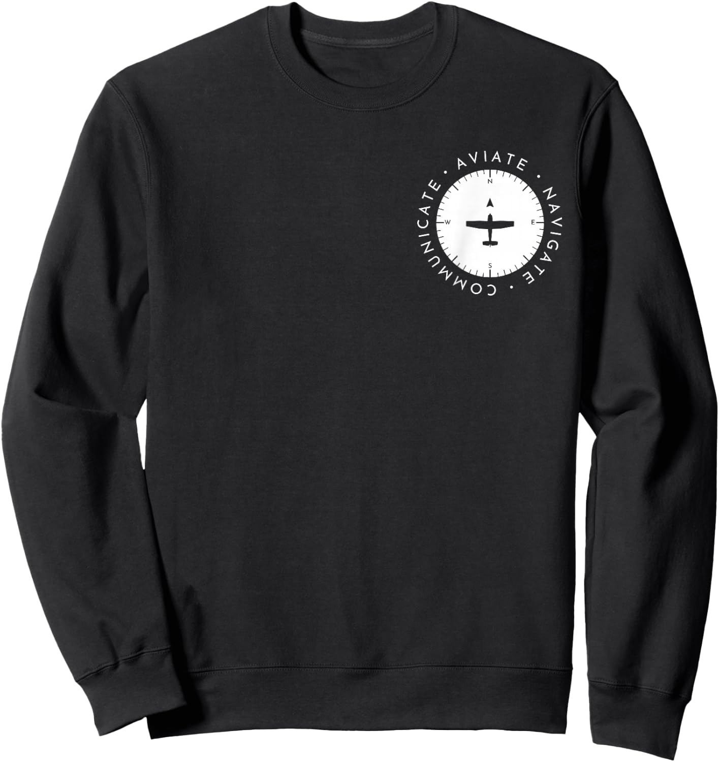 Modern Aviator Pilot Aviate, Navigate Communicate Heading Sweatshirt - Sweatshirt | Black
