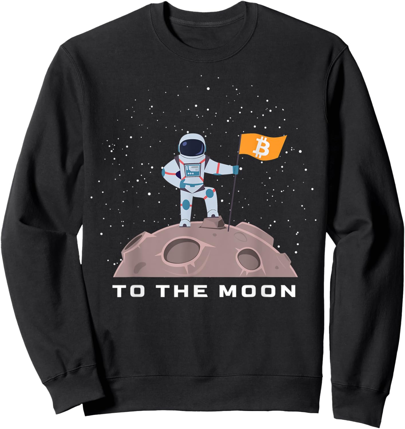 Bitcoin to the moon BTC Crypto Astronaut with BTC Flag Sweatshirt - Sweatshirt | Black