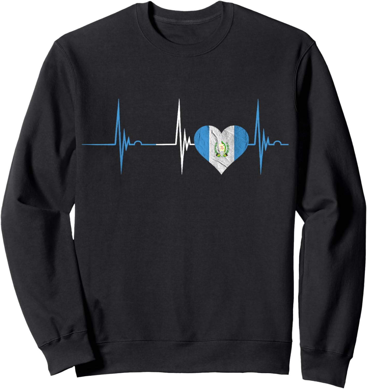 Guatemala Heartbeat EKG Pulse Guatemalan Heart Mayan Chapin Sweatshirt - Sweatshirt | Black