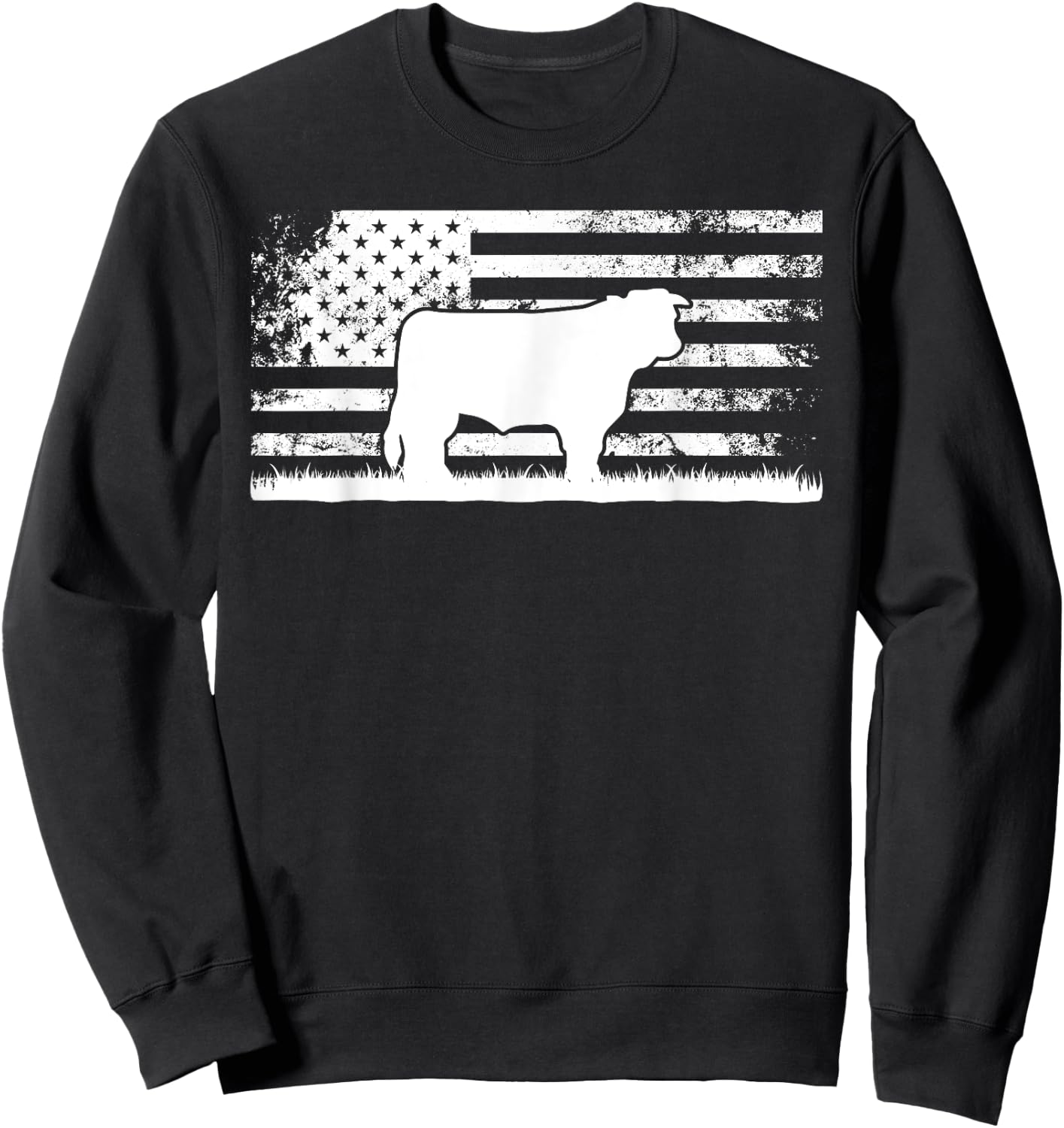 Hereford Rancher - American Flag for Hereford Cow Farmer Sweatshirt - Sweatshirt | Black