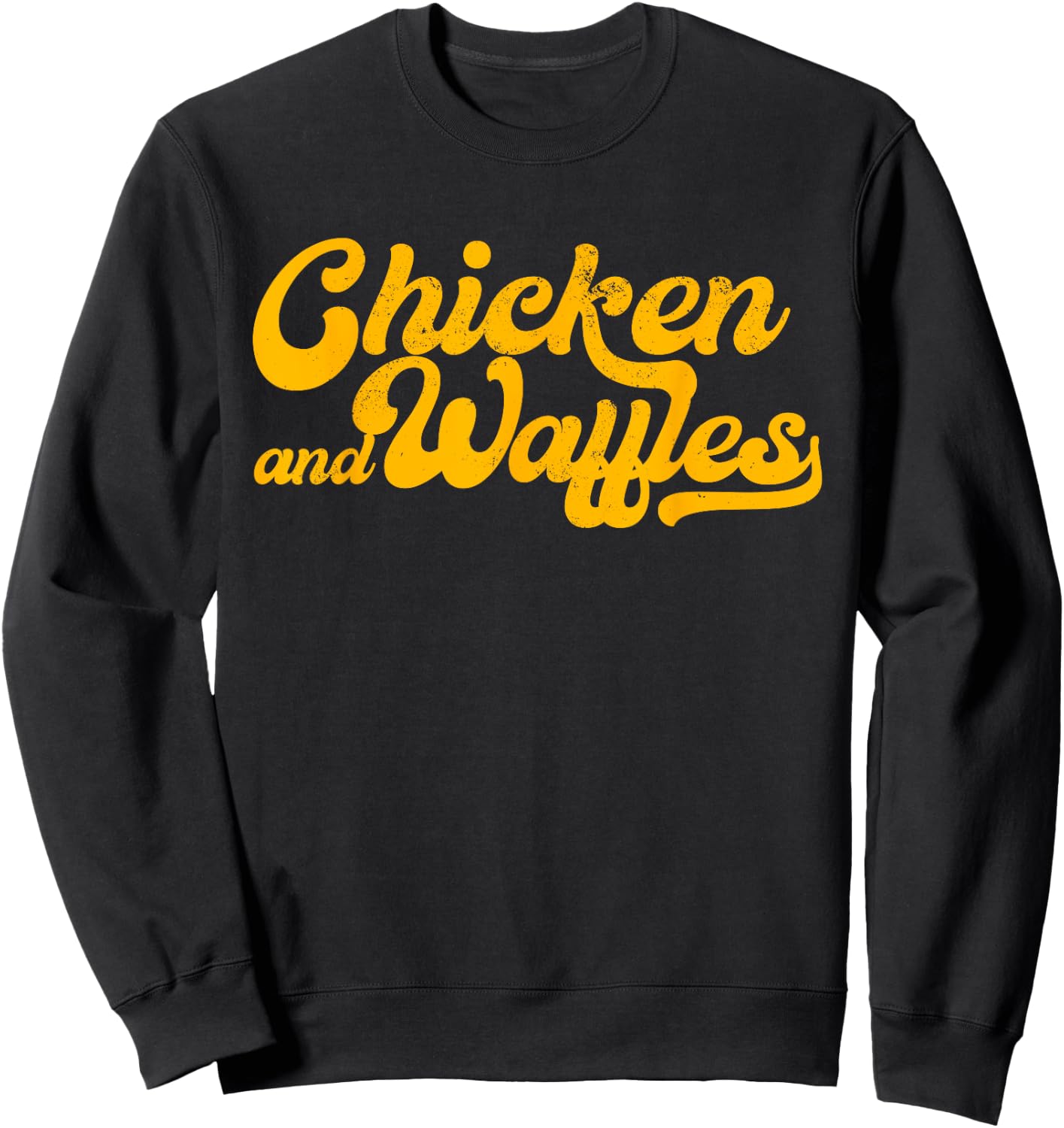 Chicken & Waffles, Funny Retro Baseball Style Foodie Sweatshirt - Sweatshirt | Black
