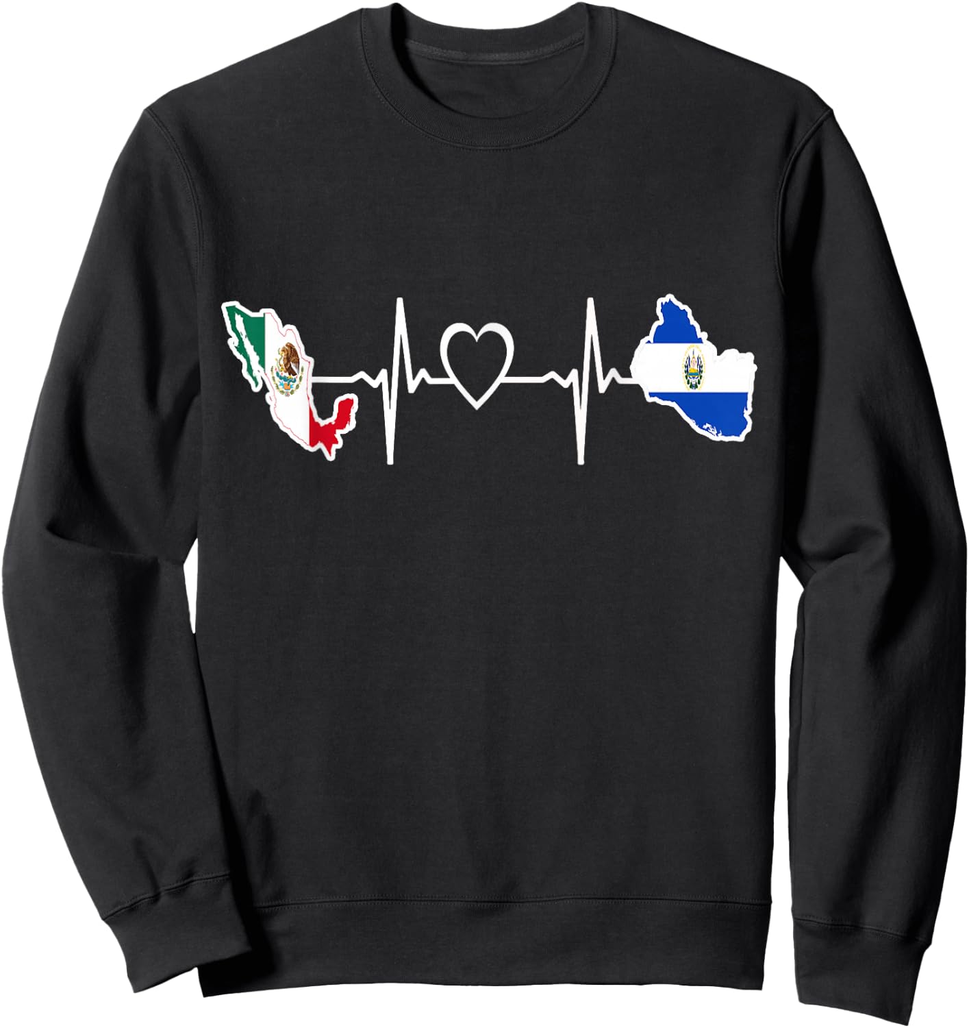 Mexican Salvadorian Flag - Mexico El Salvador Heartbeat Sweatshirt - Sweatshirt | Black