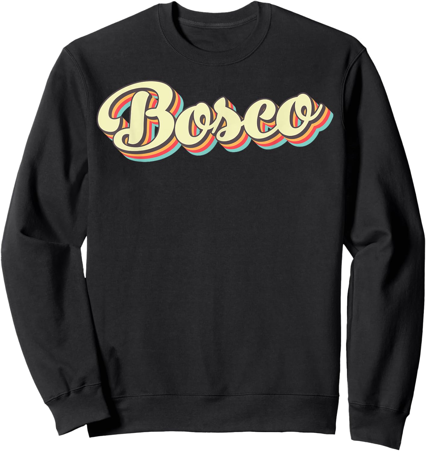 Bosco Retro Art Baseball Font Vintage Sweatshirt - Sweatshirt | Black