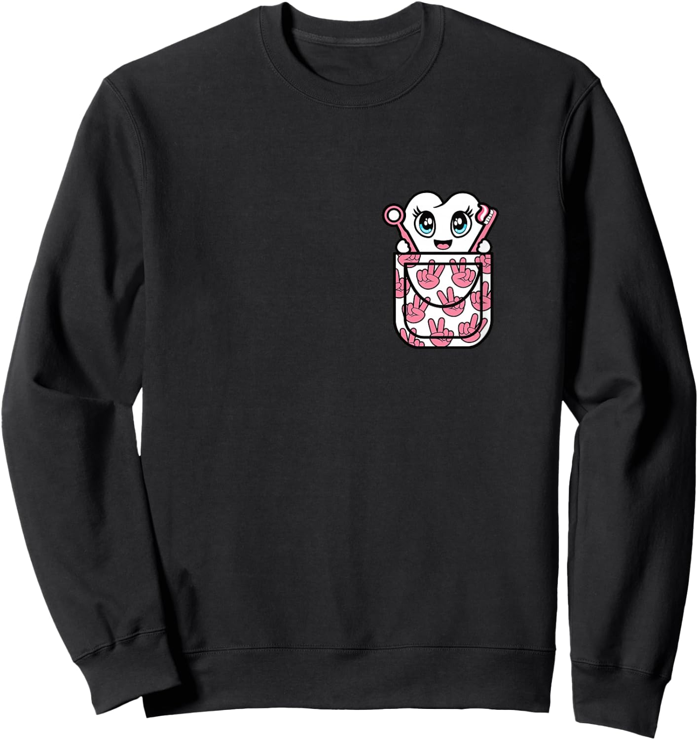 Funny Tooth Pocket Dental Hygienist Dentist Women Girls Sweatshirt - Sweatshirt | Black