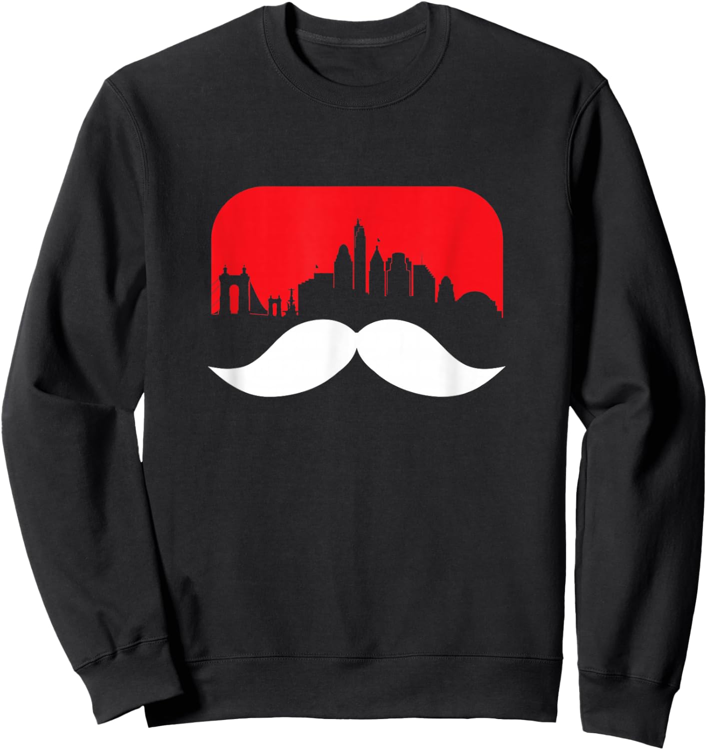 Cincinnati Moustache Shirt & Red Cincinnati Skyline Redlegs Sweatshirt - Sweatshirt | Black