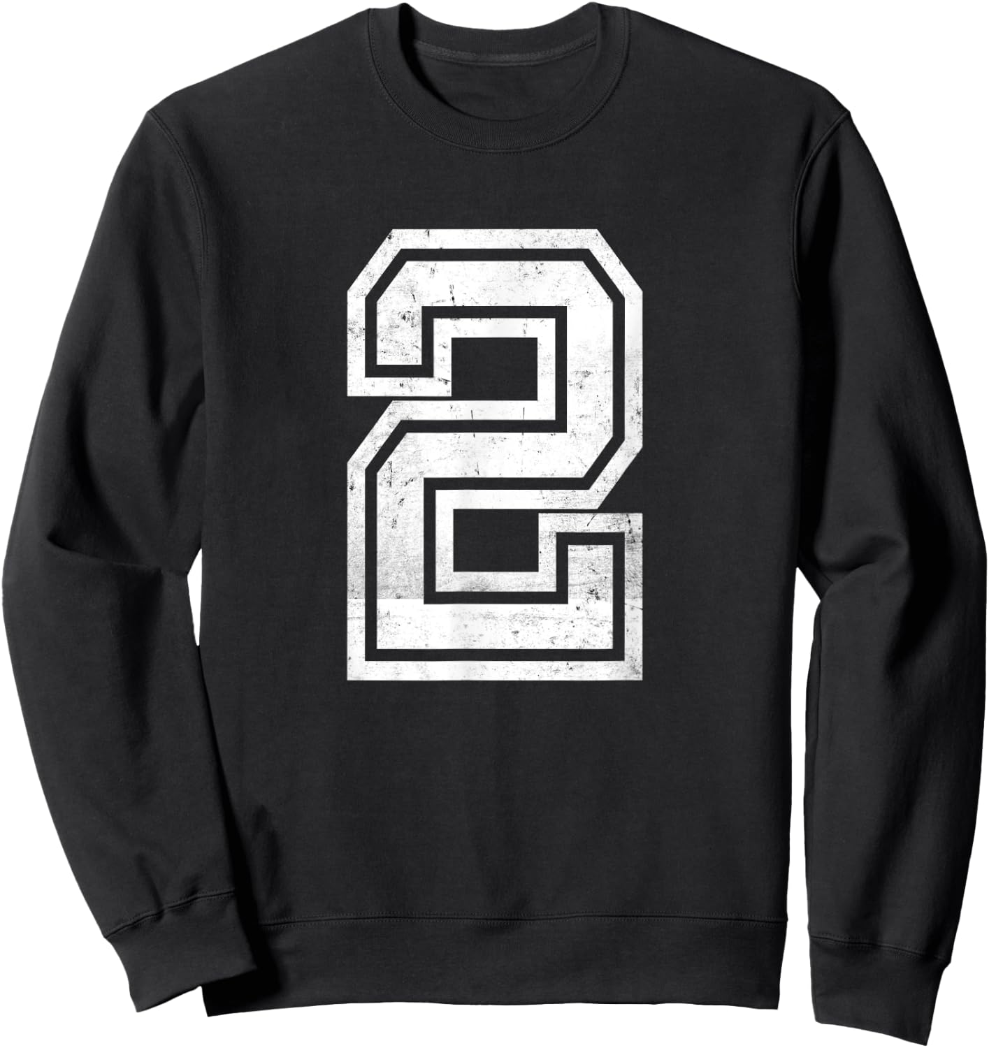 Distressed Number #2 Sport White Varsity Number Sweatshirt - Sweatshirt | Black