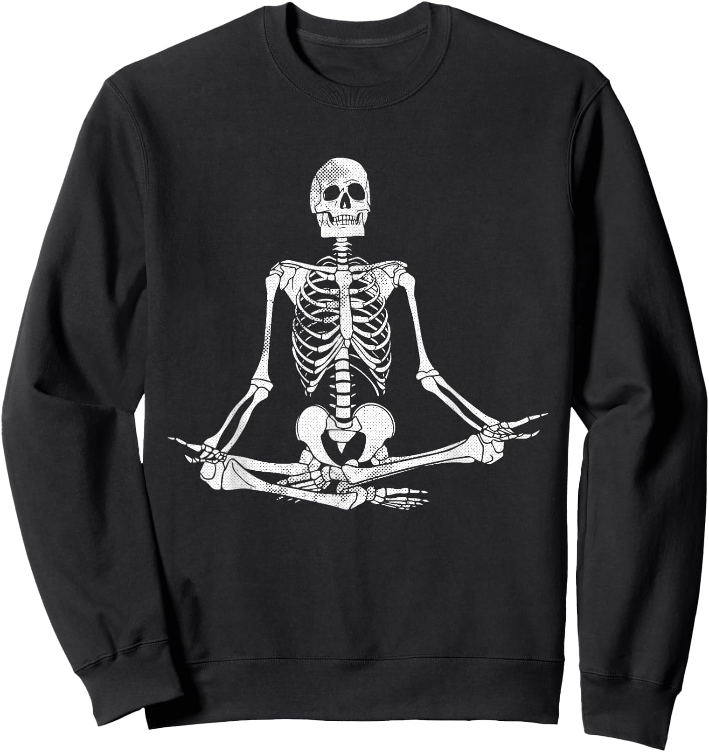 Meditating Skeleton Lazy Halloween Costume Funny Skull Yoga Sweatshirt - Sweatshirt | Black