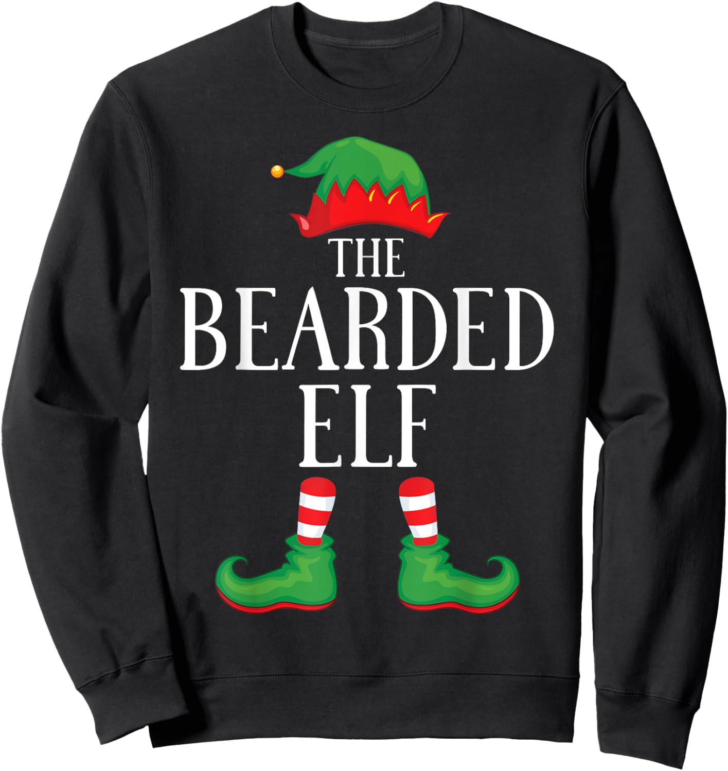Bearded Elf Matching Group Xmas Funny Family Christmas Sweatshirt - Sweatshirt | Black
