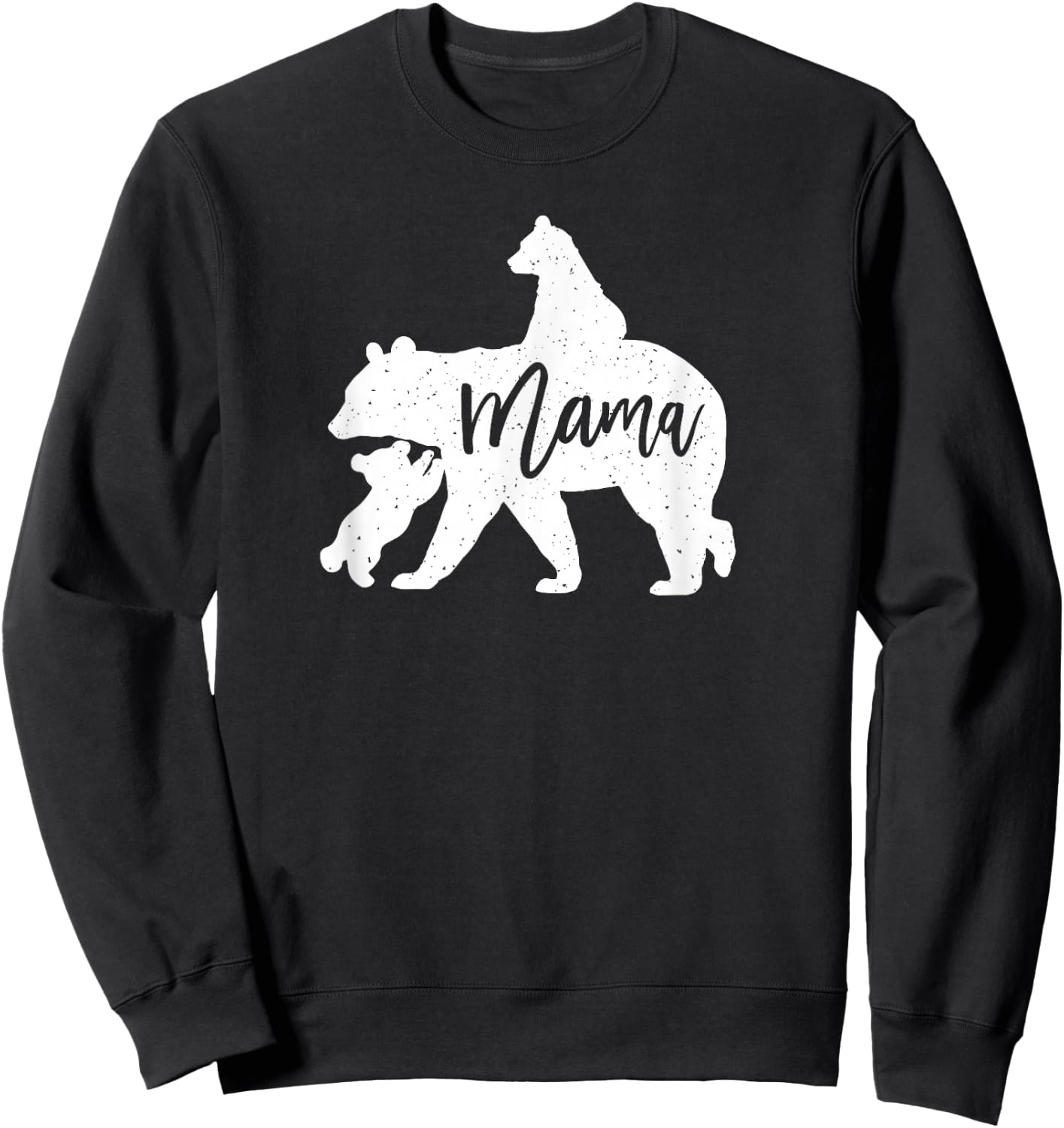 Mama Bear 2 Baby Bear Cubs Playing Riding on Back Sweatshirt - Sweatshirt | Black