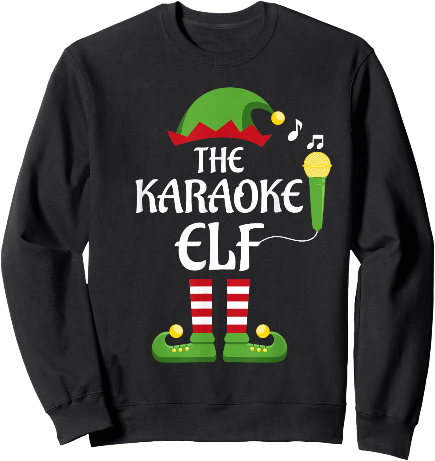Karaoke Elf Family Matching Group Christmas Singing Sweatshirt - Sweatshirt | Black