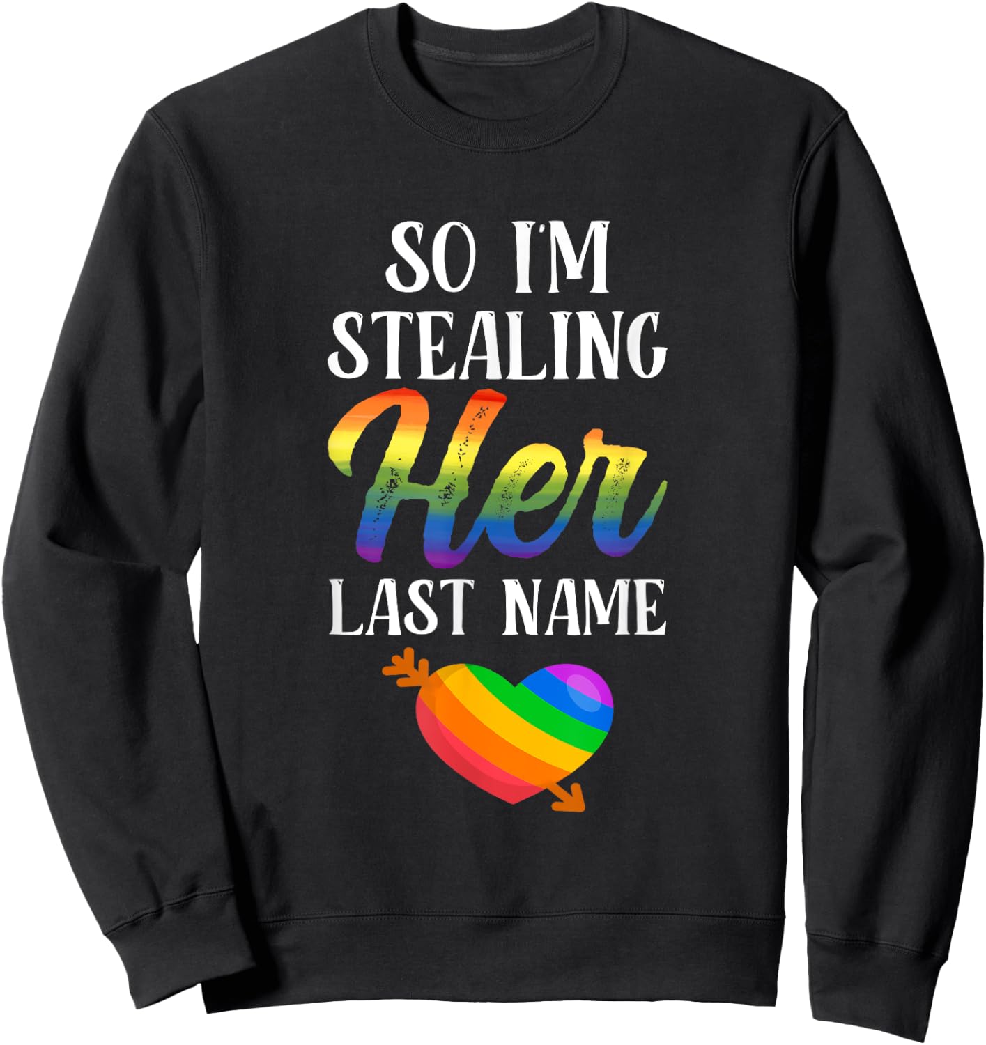 LGBTQ Pride Matching Couple Rainbow Bi Engagement Wedding Sweatshirt - Sweatshirt | Black