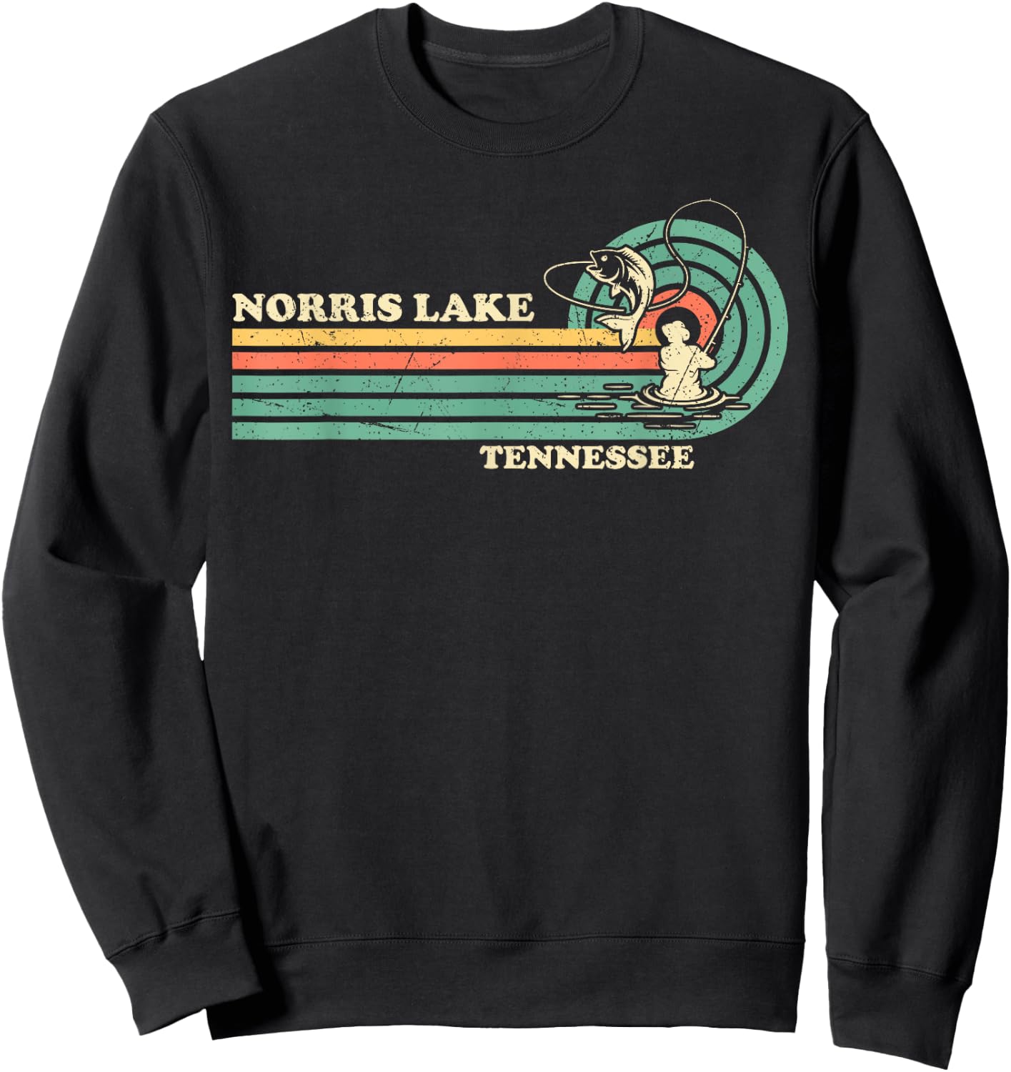 Vintage Retro Summer Fishing Tennessee Norris Lake Sweatshirt - Sweatshirt | Black