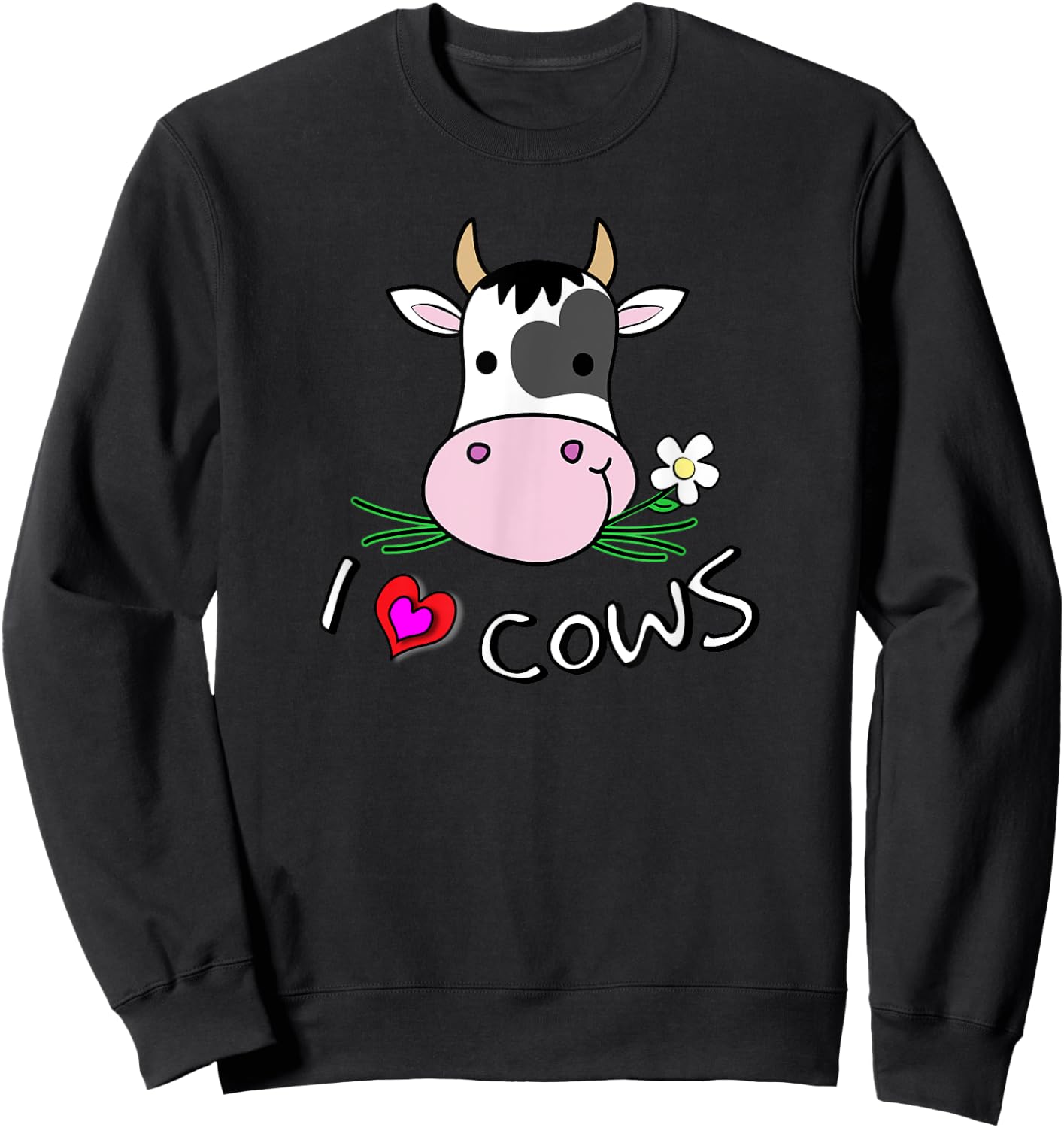 I Love Cows for Farm Animal and Cow Lovers Sweatshirt - Sweatshirt | Black