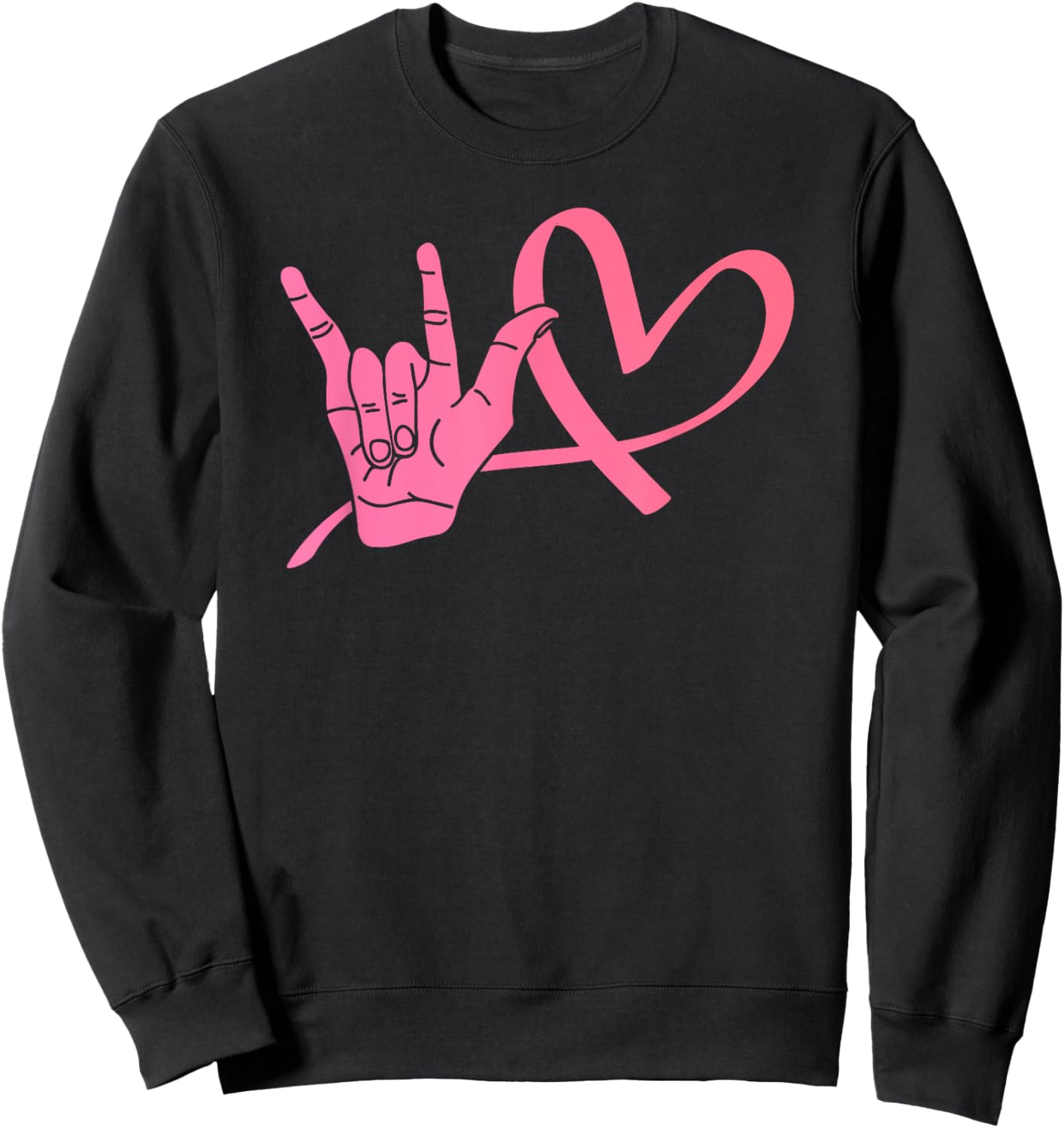 Deaf Awareness Shirts Sign Language Shirt Love ASL Teacher Women Girls Kids Sweatshirt - Sweatshirt | Black