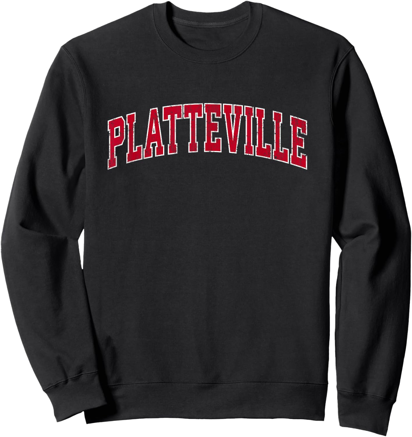 Platteville Wisconsin WI Vintage Sports Design Red Design Sweatshirt - Sweatshirt | Black