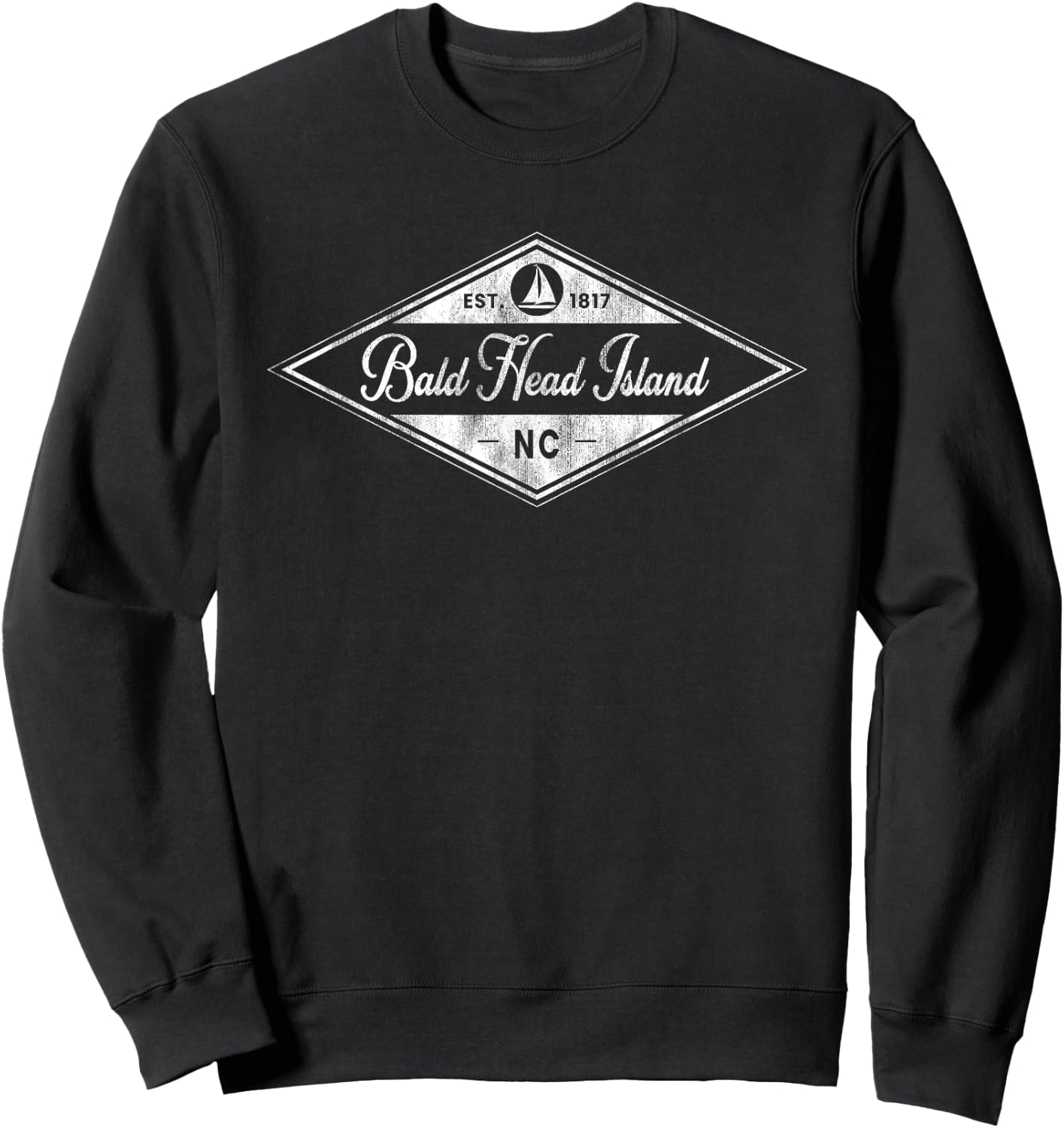 Vintage Bald Head Island Est 1817 North Carolina SC Boating Sweatshirt - Sweatshirt | Black