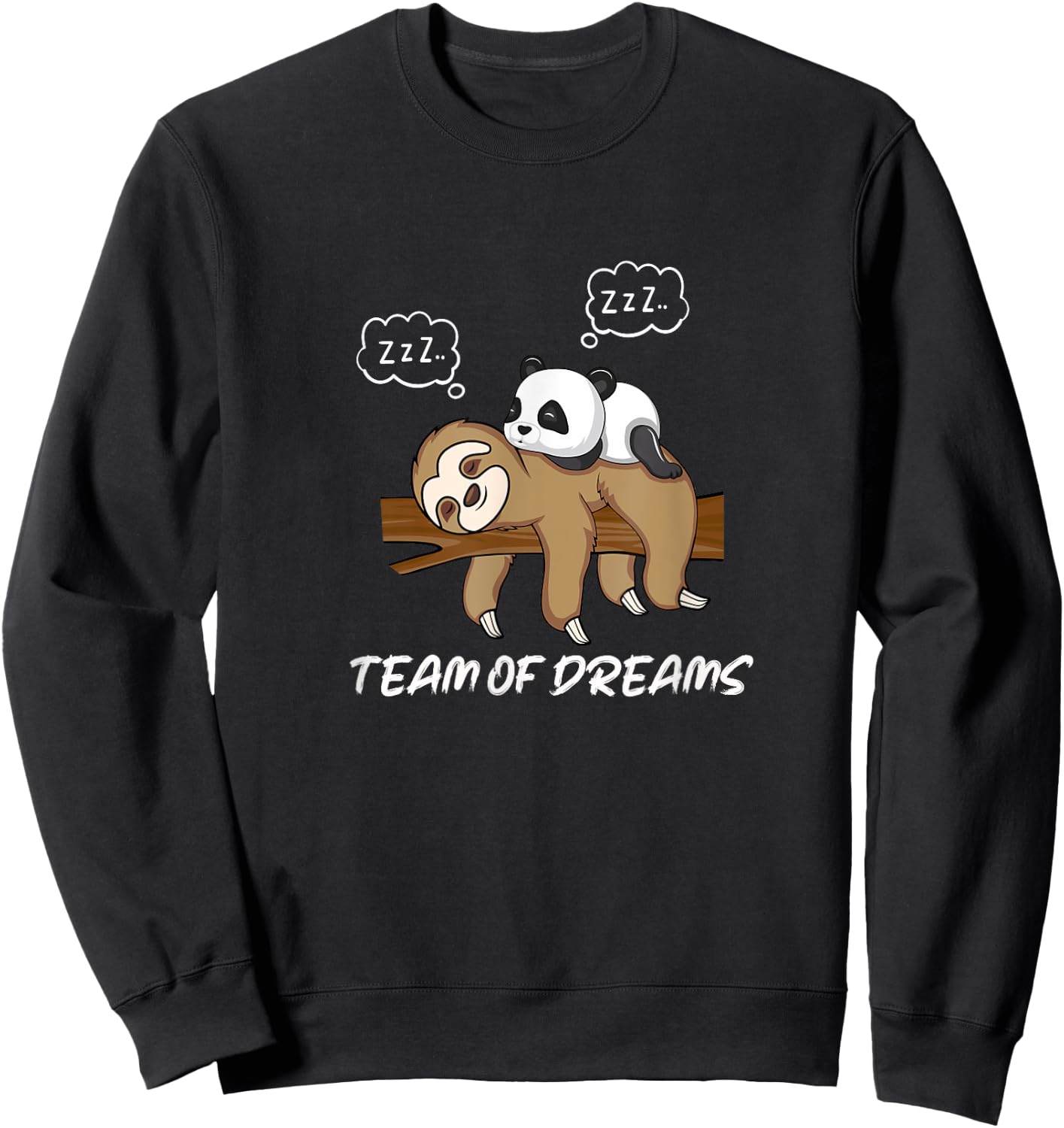 Little Panda Sleeping on Sloth Snoring Team Sweatshirt - Sweatshirt | Black