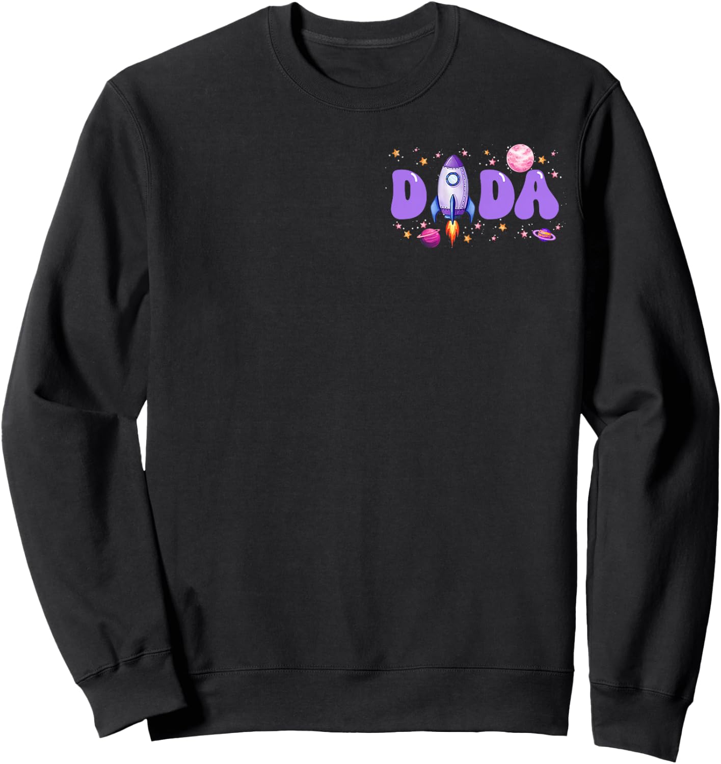 Two The Moon Dada of The Birthday Girl Astronaut Family Sweatshirt - Sweatshirt | Black