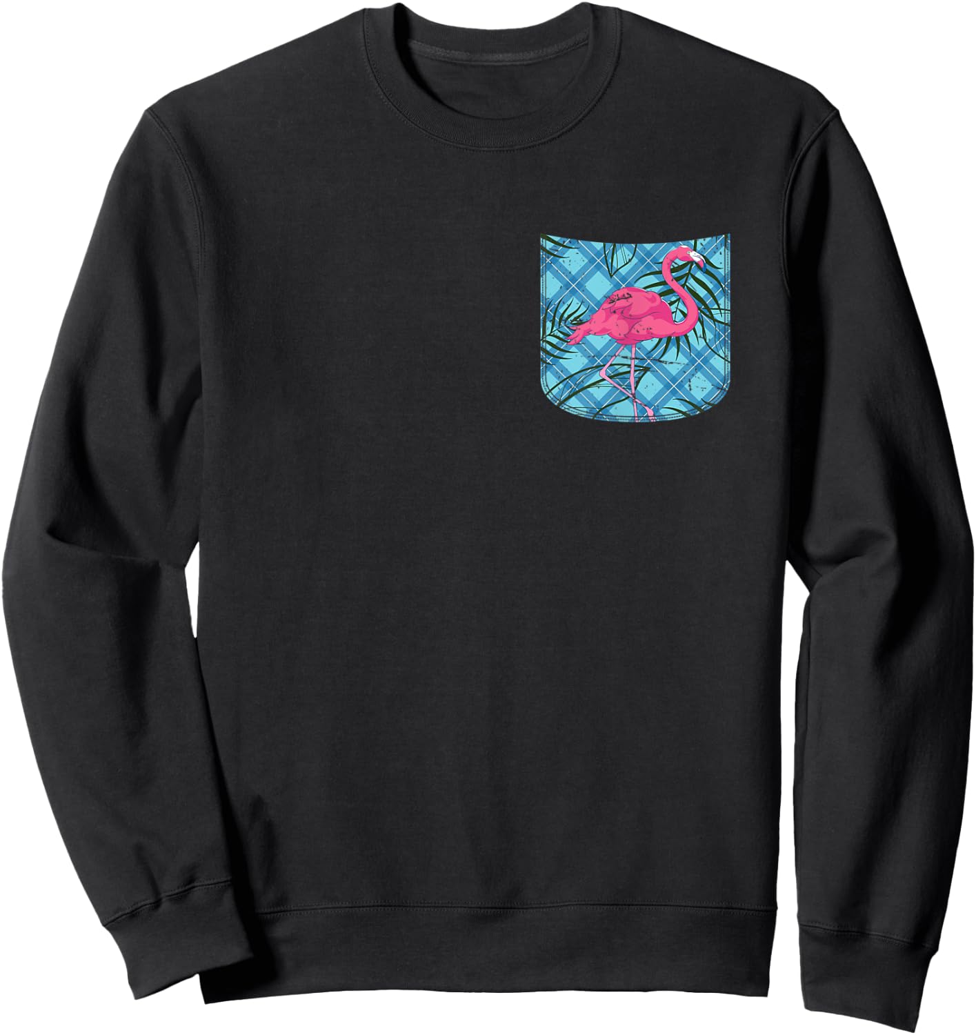 Summer Exotic Bird Lover Pink Flamingo Pocket Tropical Sweatshirt - Sweatshirt | Black