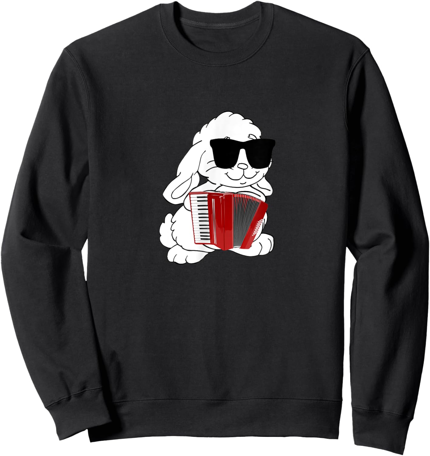Funny Rabbit Wearing Sunglasses Playing Accordion Sweatshirt - Sweatshirt | Black