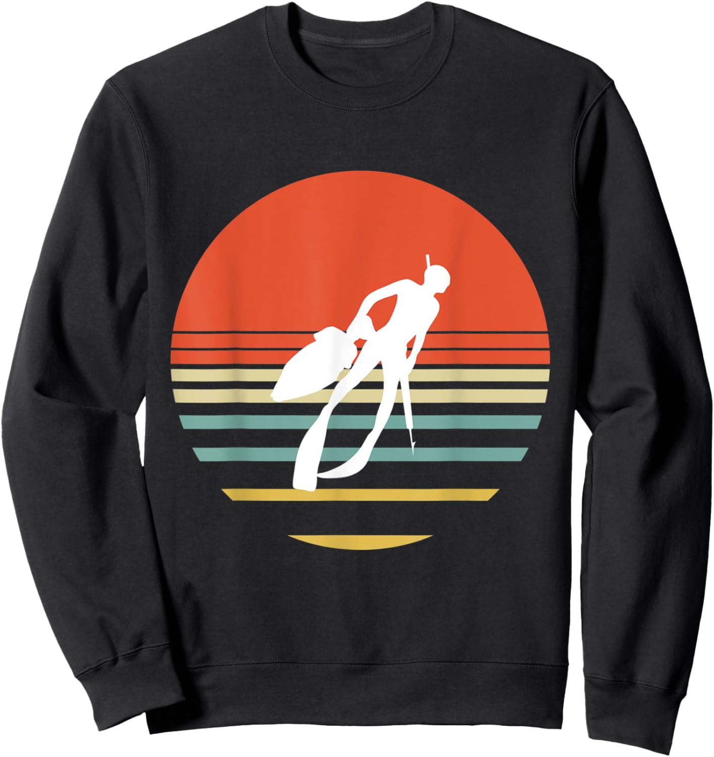Retro Spearfishing Spearfisher Diving Fishing Scuba Diver Sweatshirt - Sweatshirt | Black