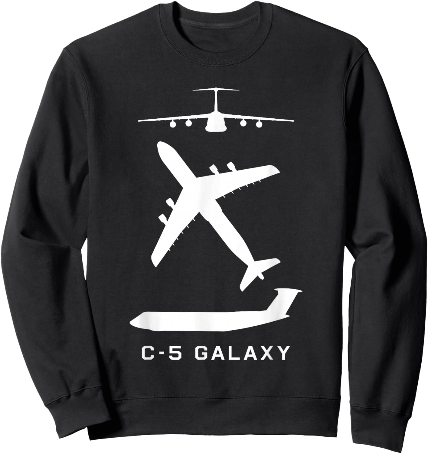 C-5 Galaxy Military Transport Plane Silhouettes Sweatshirt - Sweatshirt | Black