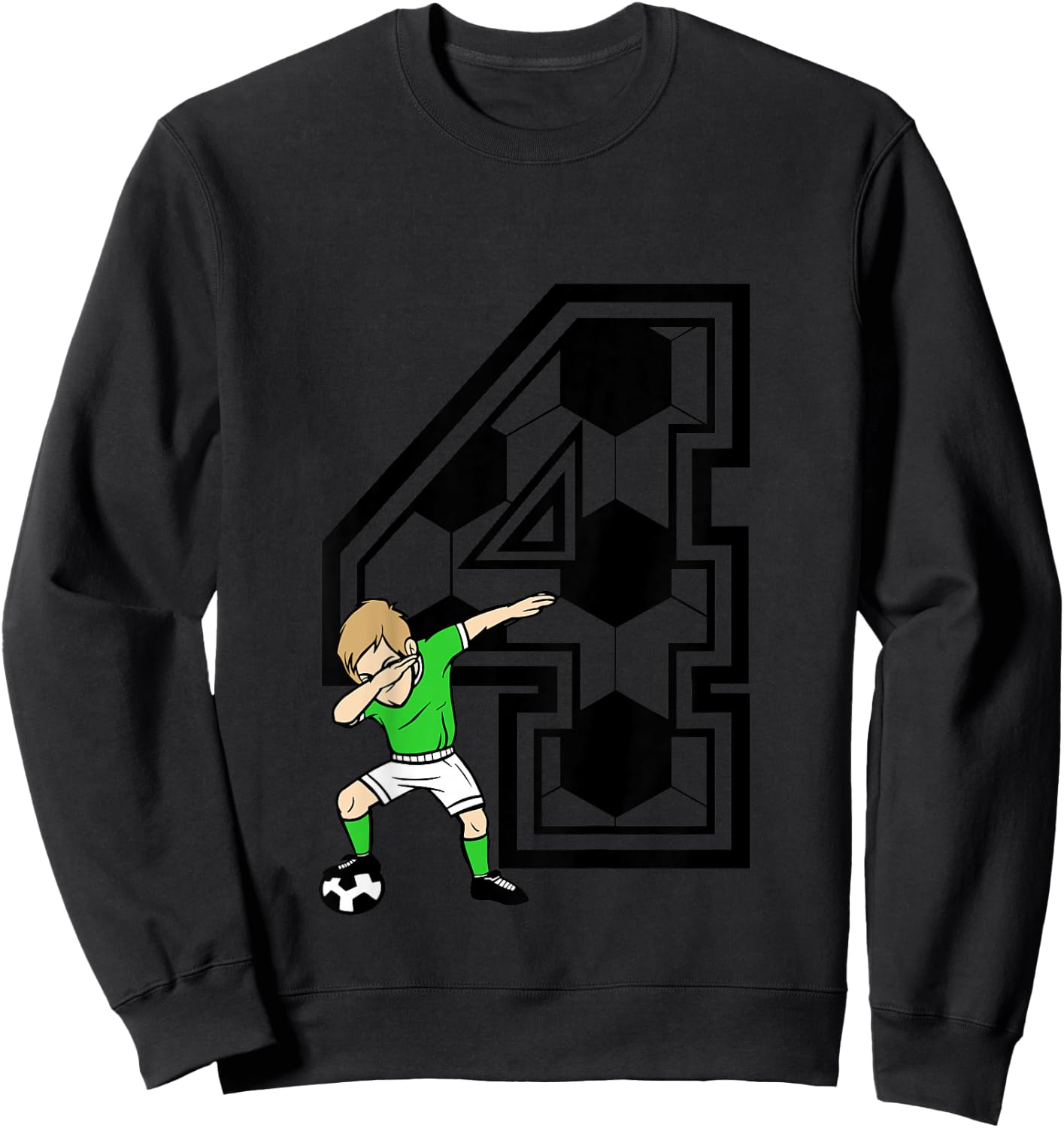 Kids 4 Year Old Boy Soccer Player 4th Birthday Kids Sweatshirt - Sweatshirt | Black