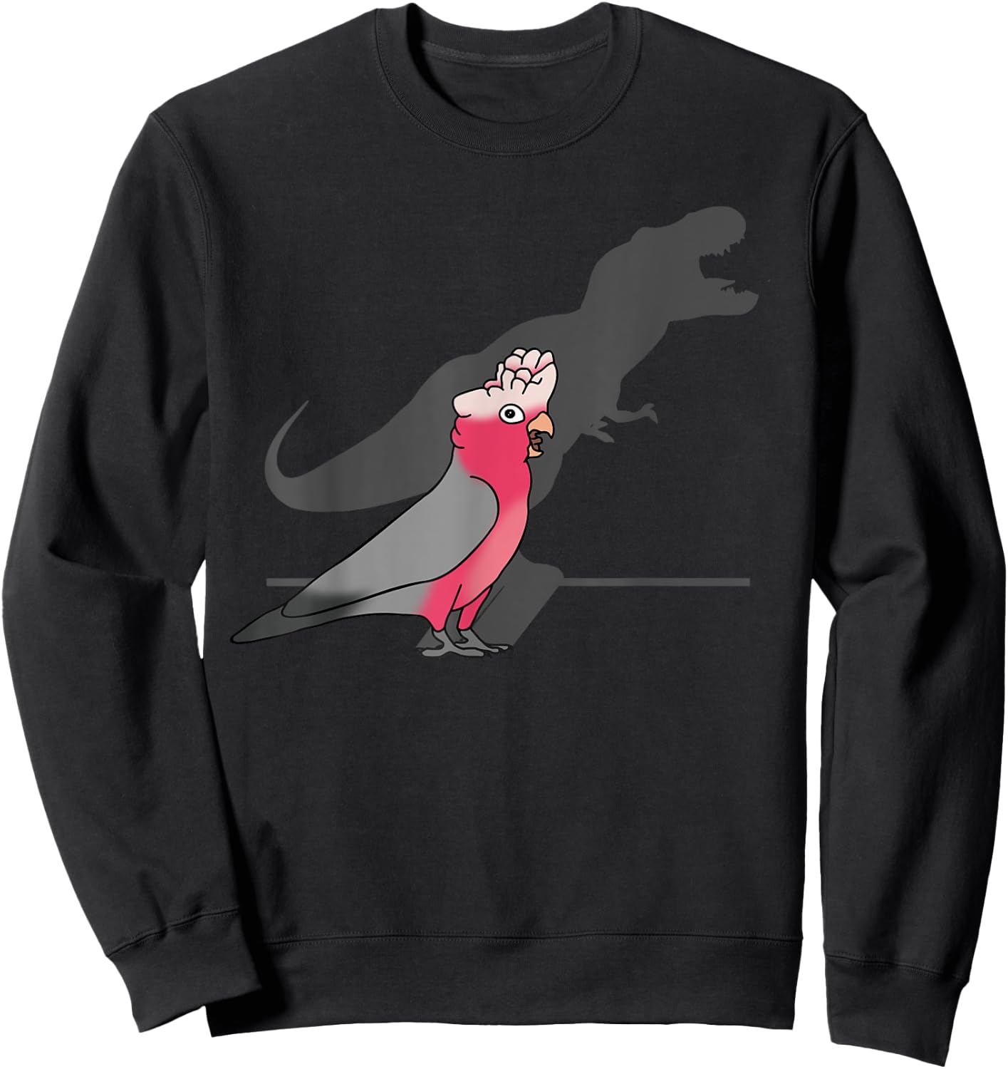 Funny Dinosaur shadow, T-rex rose-breasted Galah cockatoo Sweatshirt - Sweatshirt | Black