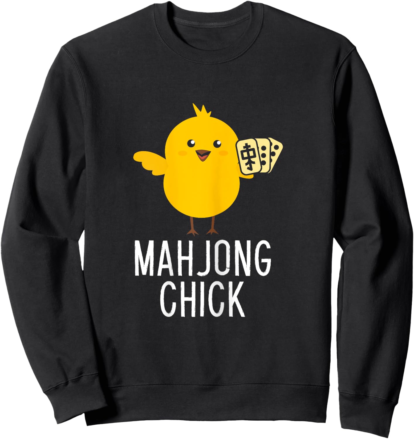 Mahjong Chick Player Board Game Mah-Jongg China Solitaire Sweatshirt - Sweatshirt | Black