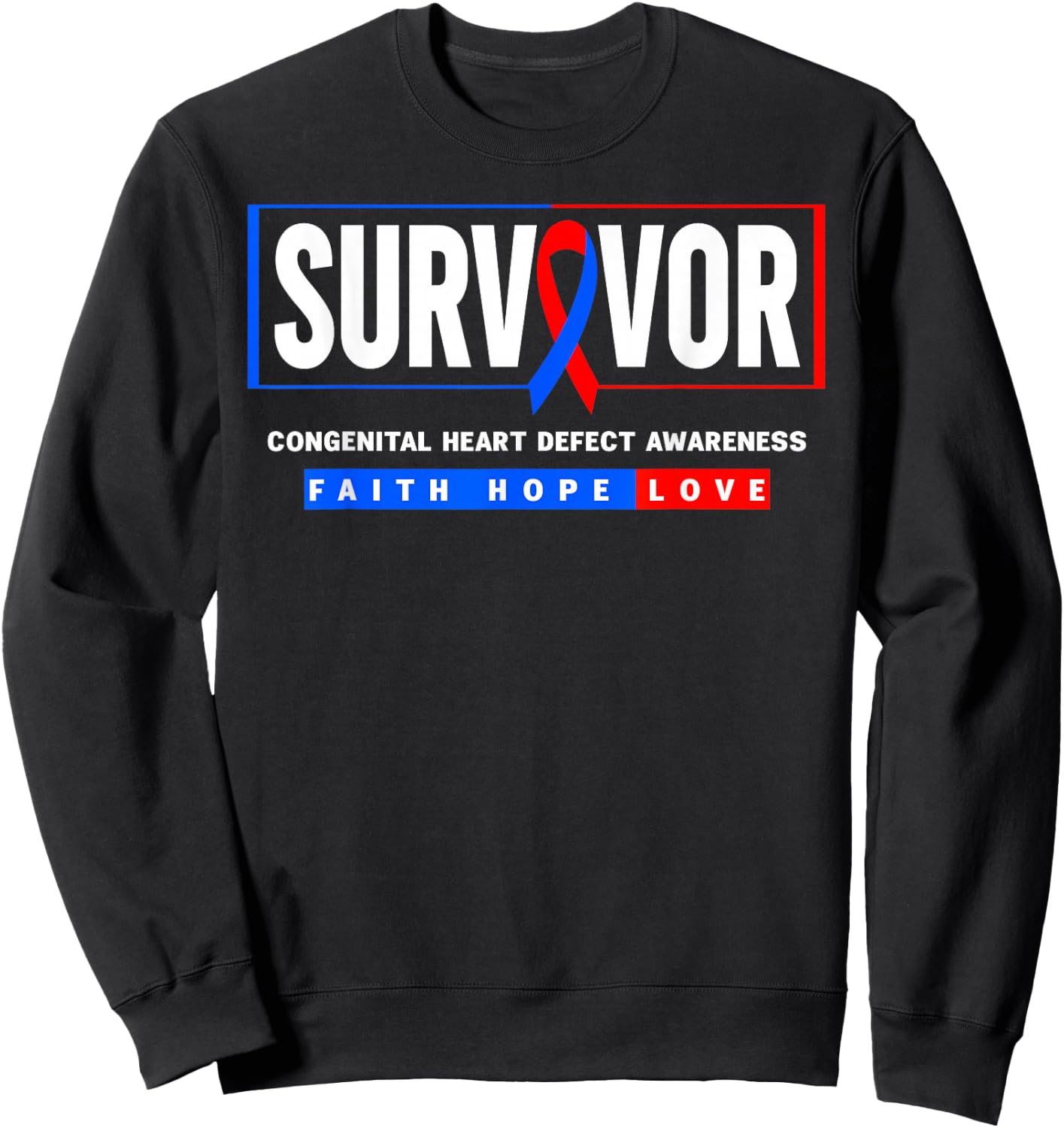 CHD Survivor Shirt - CHD Congenital Heart Defect Awareness Sweatshirt - Sweatshirt | Black