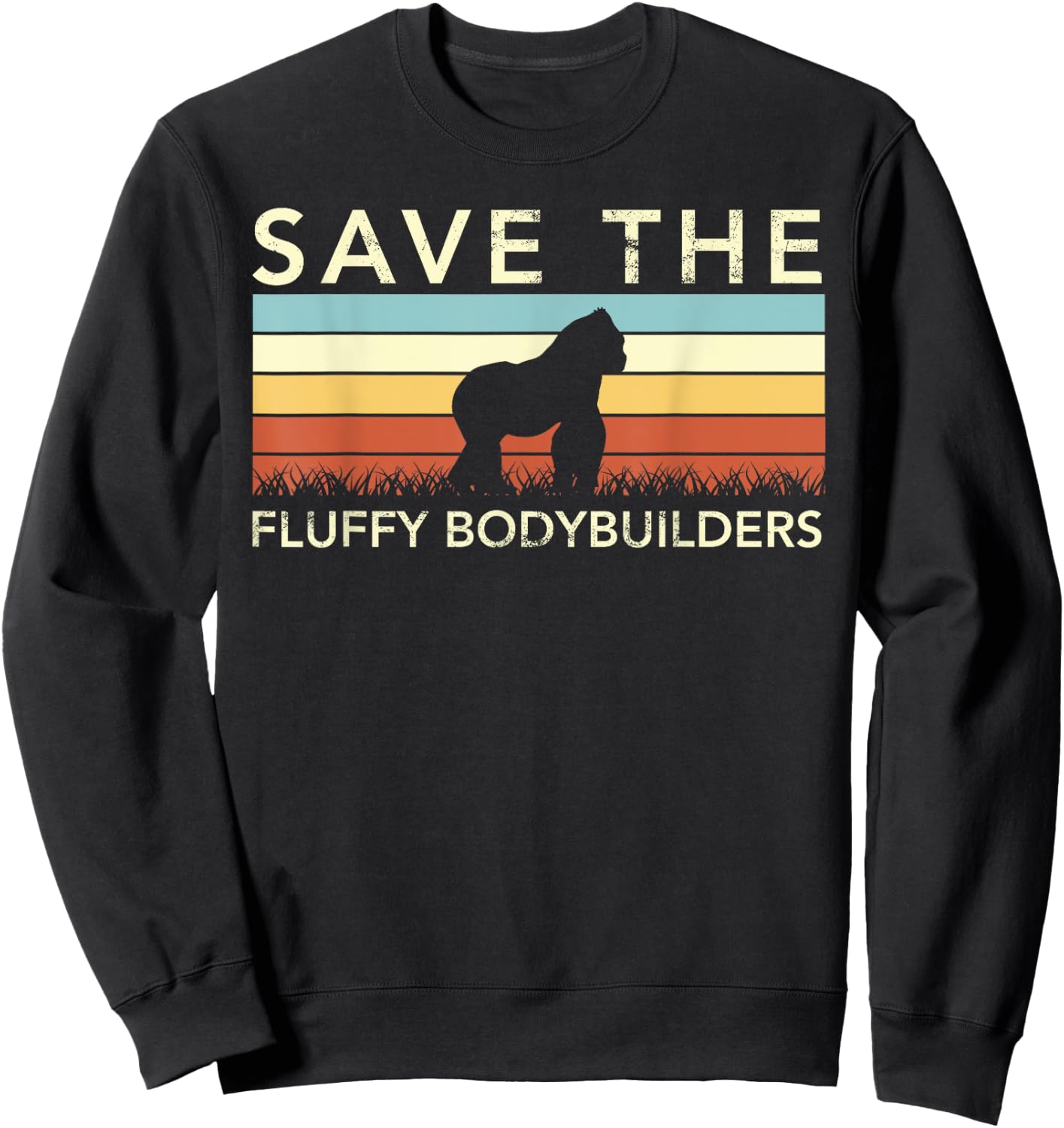 Retro Save The Gorillas Silverback Sweatshirt - Sweatshirt | Black