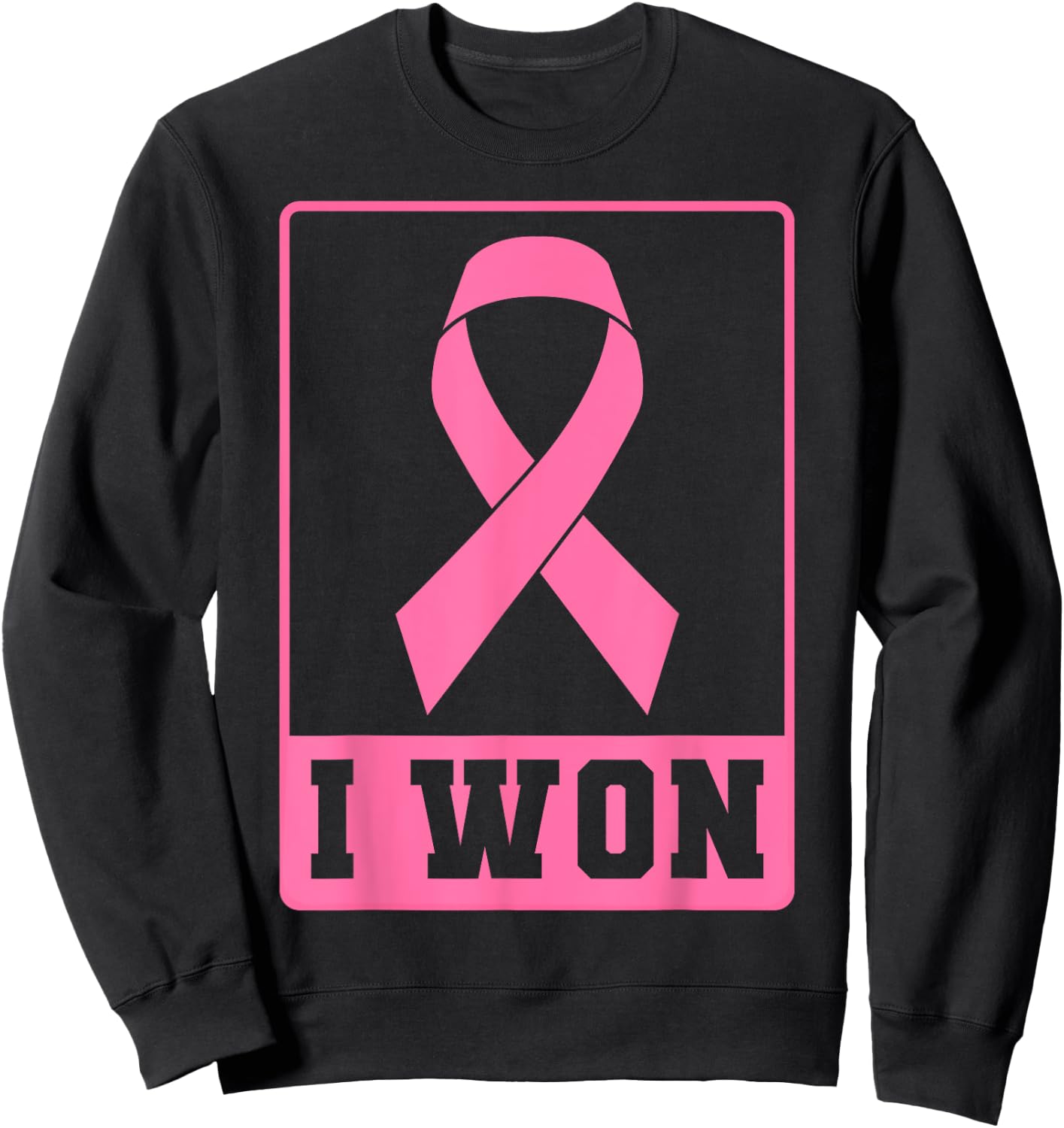 I Won Breast Cancer Awareness Pink Ribbon Sweatshirt - Sweatshirt | Black